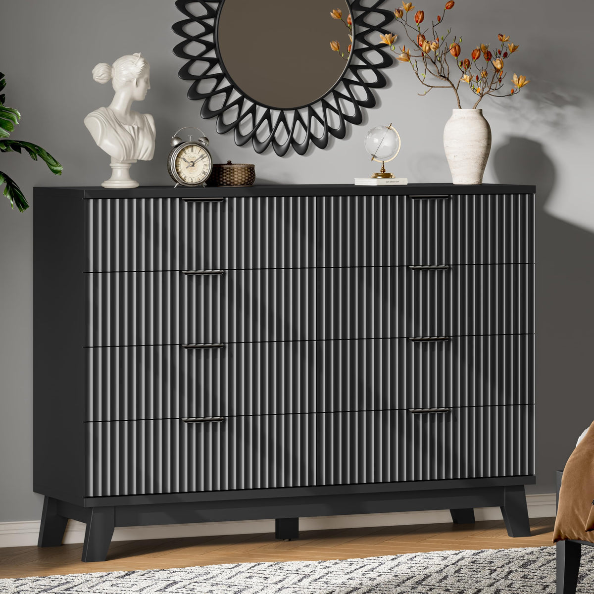 Fluted Dresser with 8 Drawers