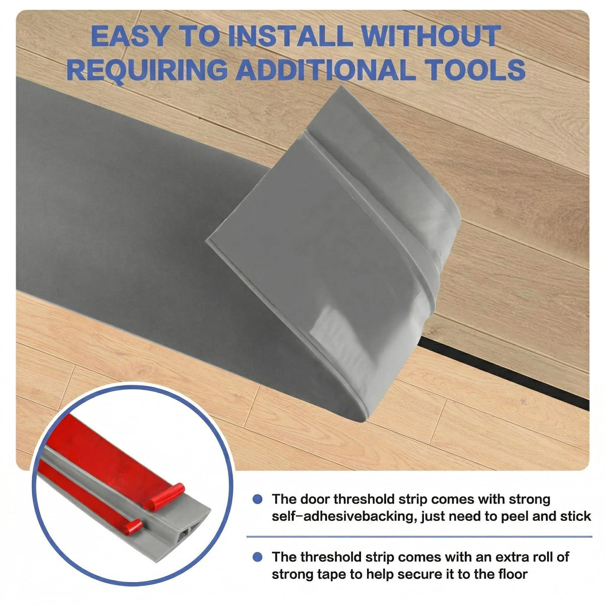 Floor Transition Strip Vinyl Door Threshold Ramp Self Adhesive Carpet Edging Strip Doorway Edge Trim (3.3 Foot)