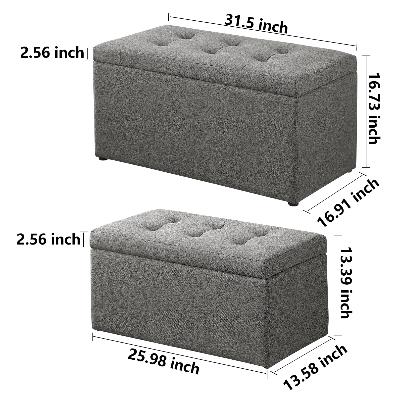 Storage Ottoman Bench with 2.56