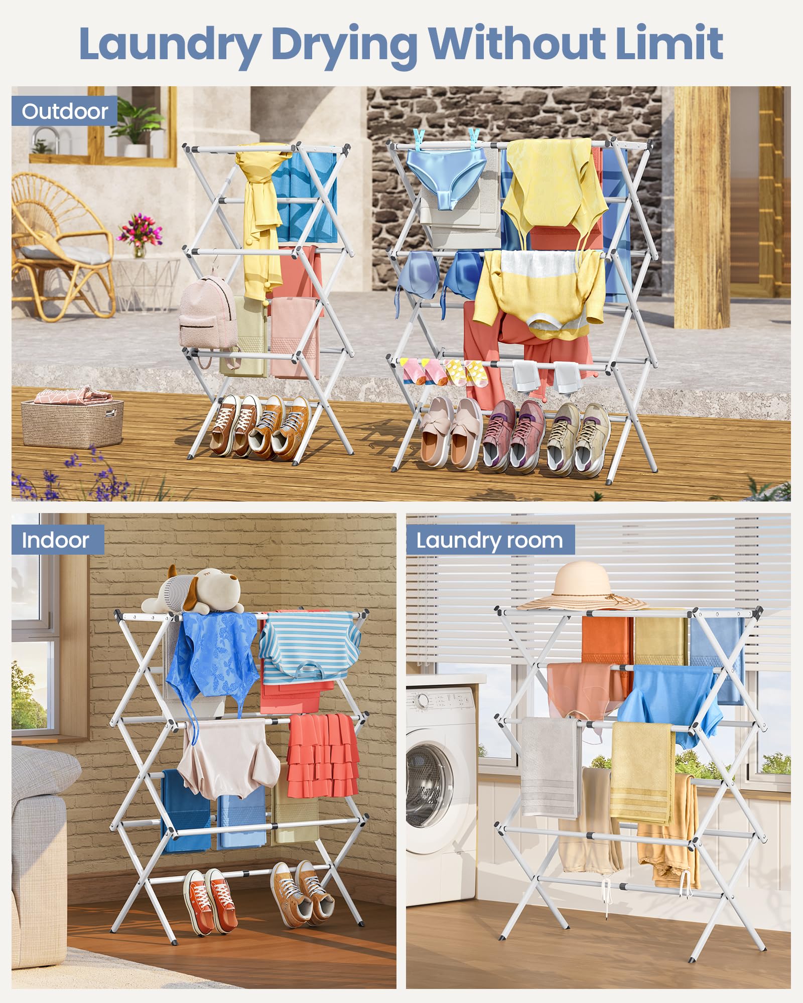 Oversize 3 Tier Clothes Drying Rack
