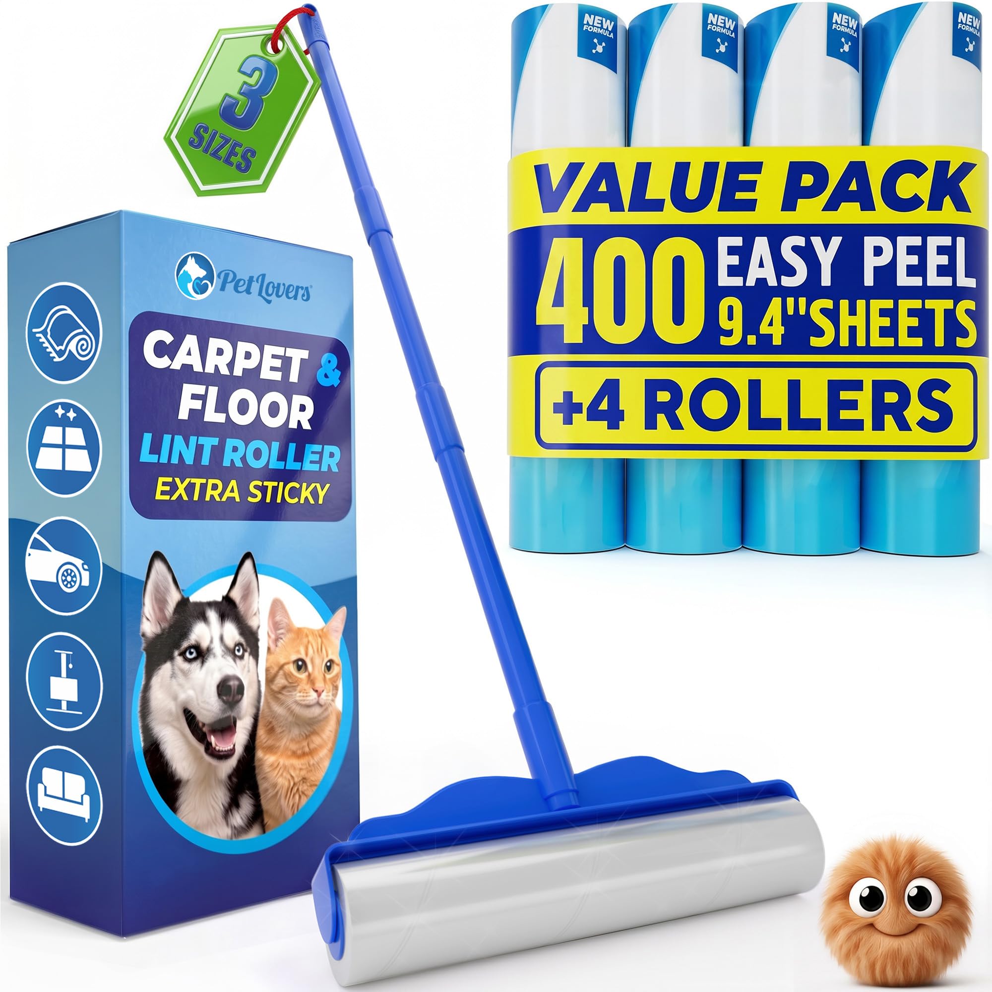 Large Lint Roller with 3 Refills