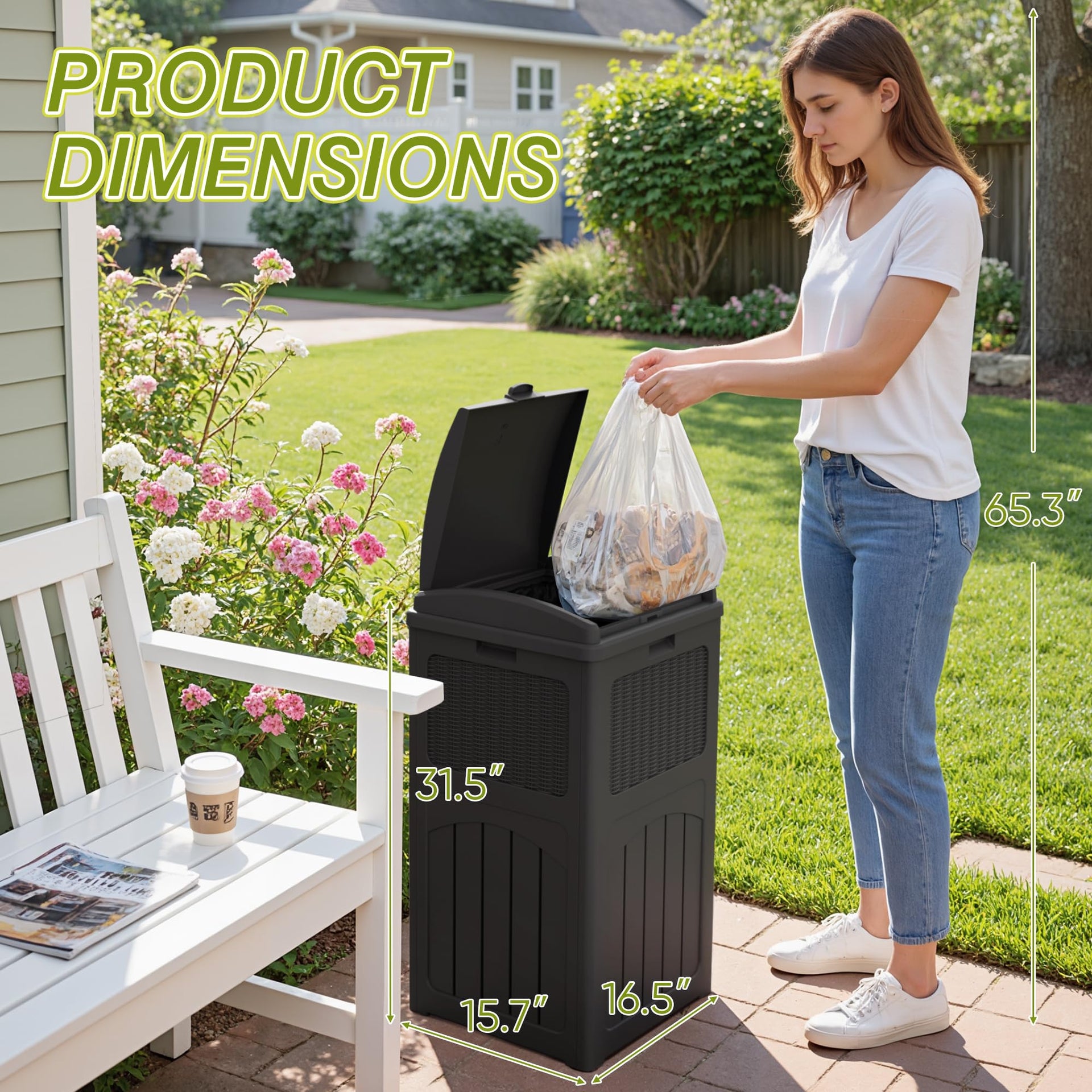 33 Gallon Outdoor Trash Can with Lid (4 Count)