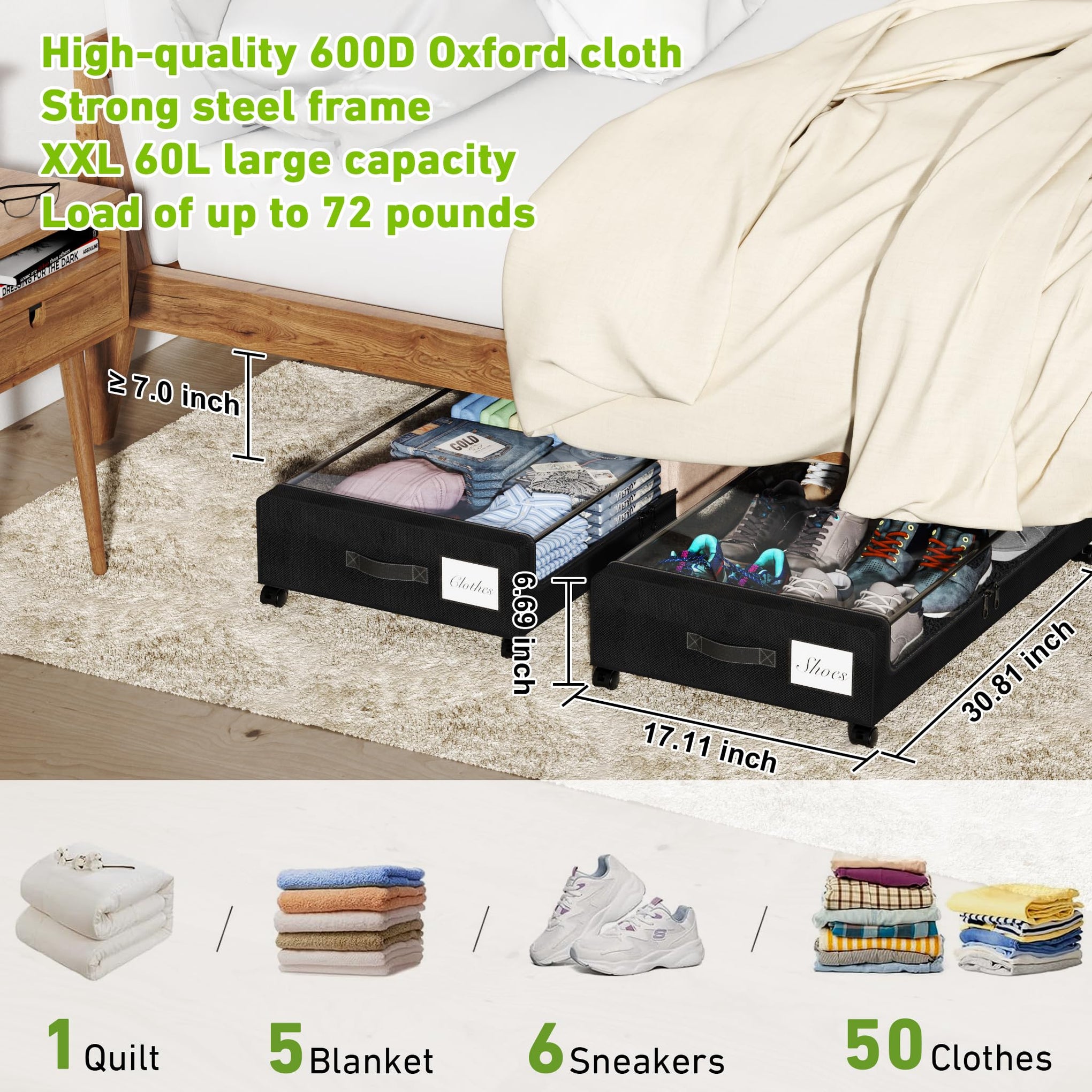 Under Bed Storage with Wheels (2 Count)