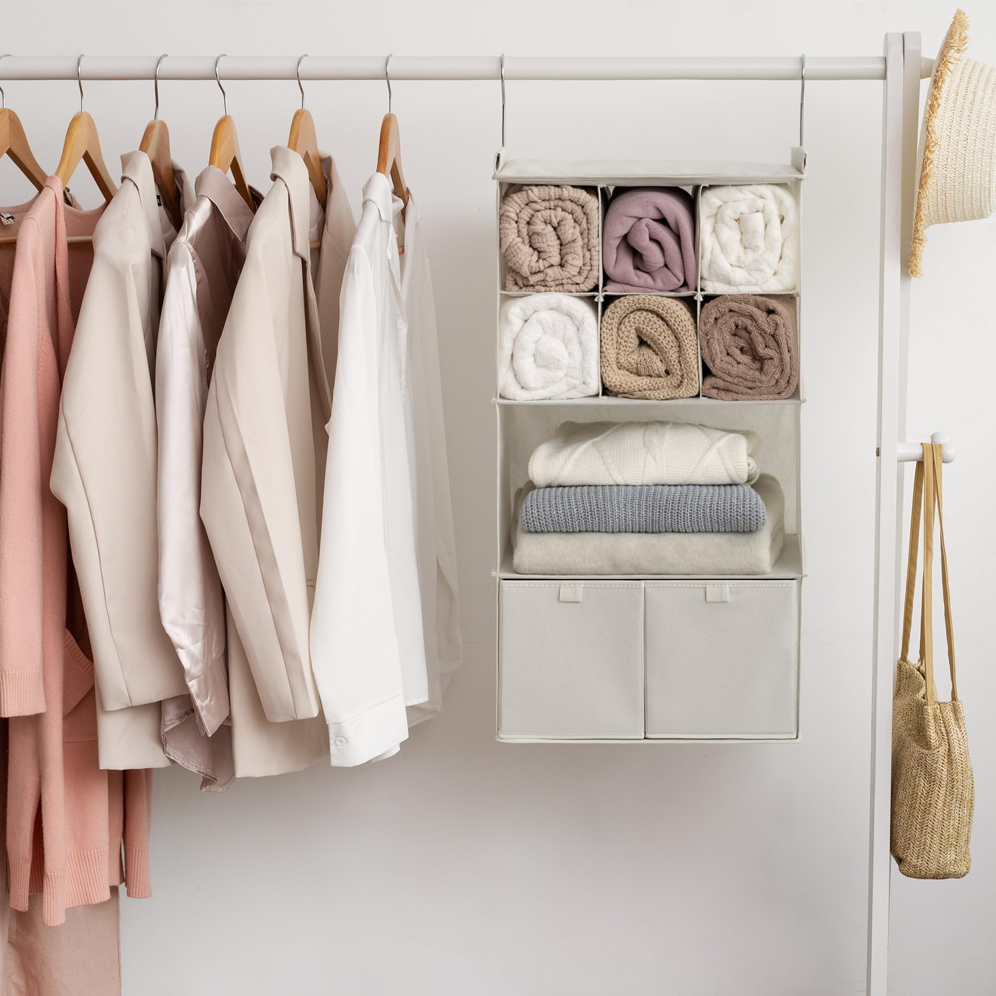 4 Shelf Hanging Closet Organizer with Drawer