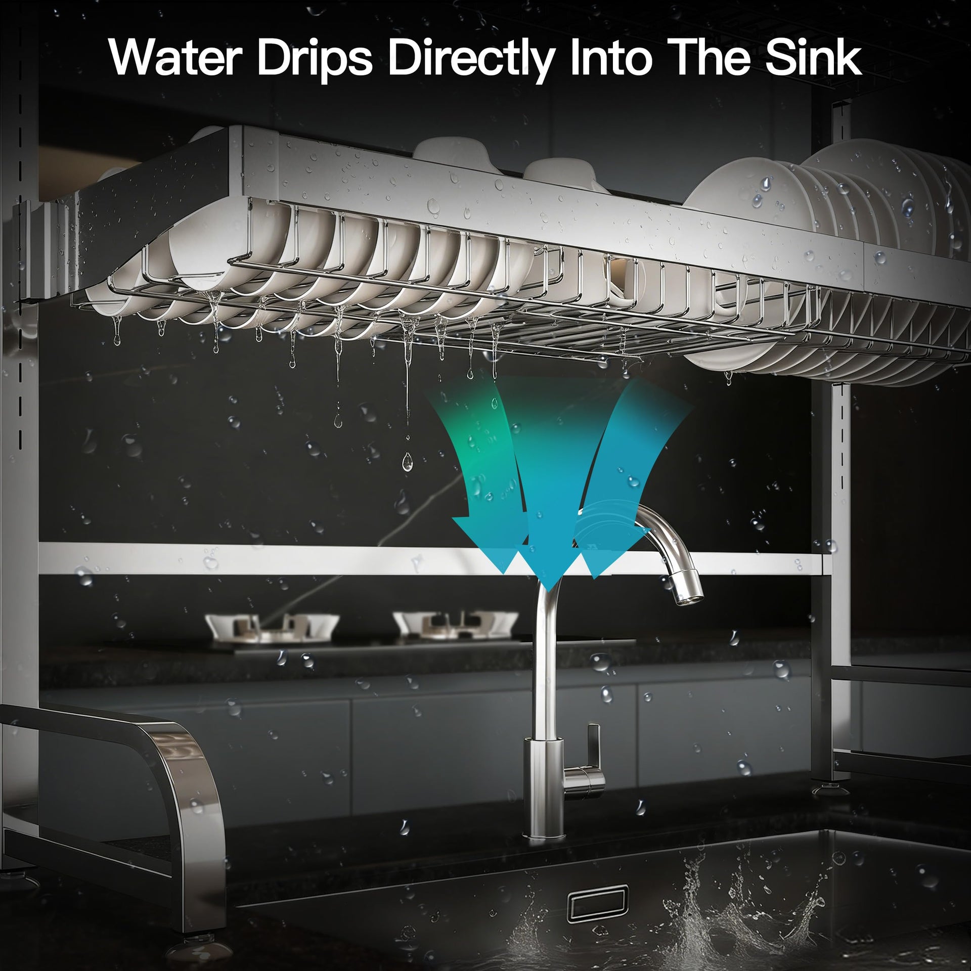 3 Tier Extra Large Stainless Steel Over The Sink Dish Drying Rack