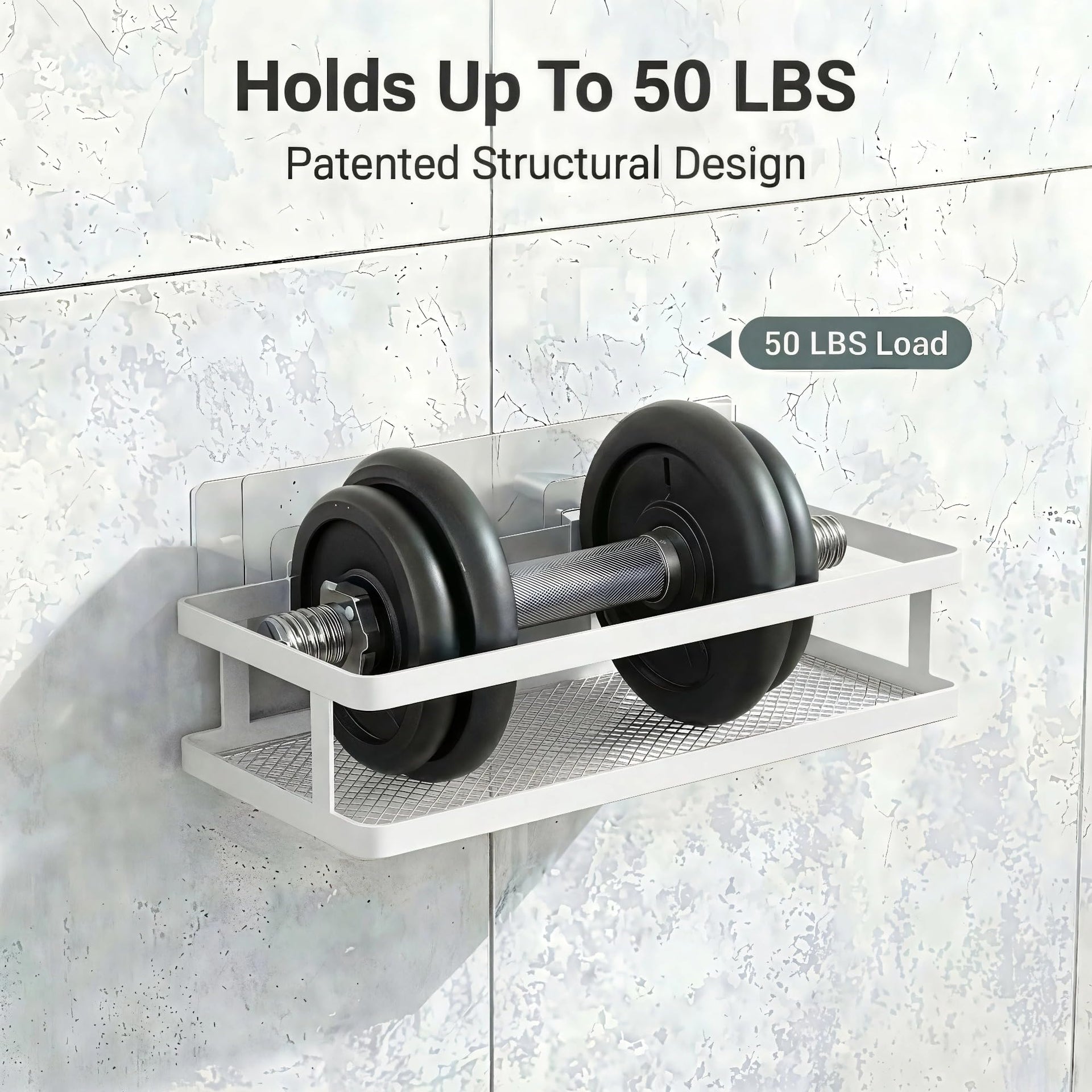 2 Pack Minimalist Shower Caddy Wall Mount (2 Count)