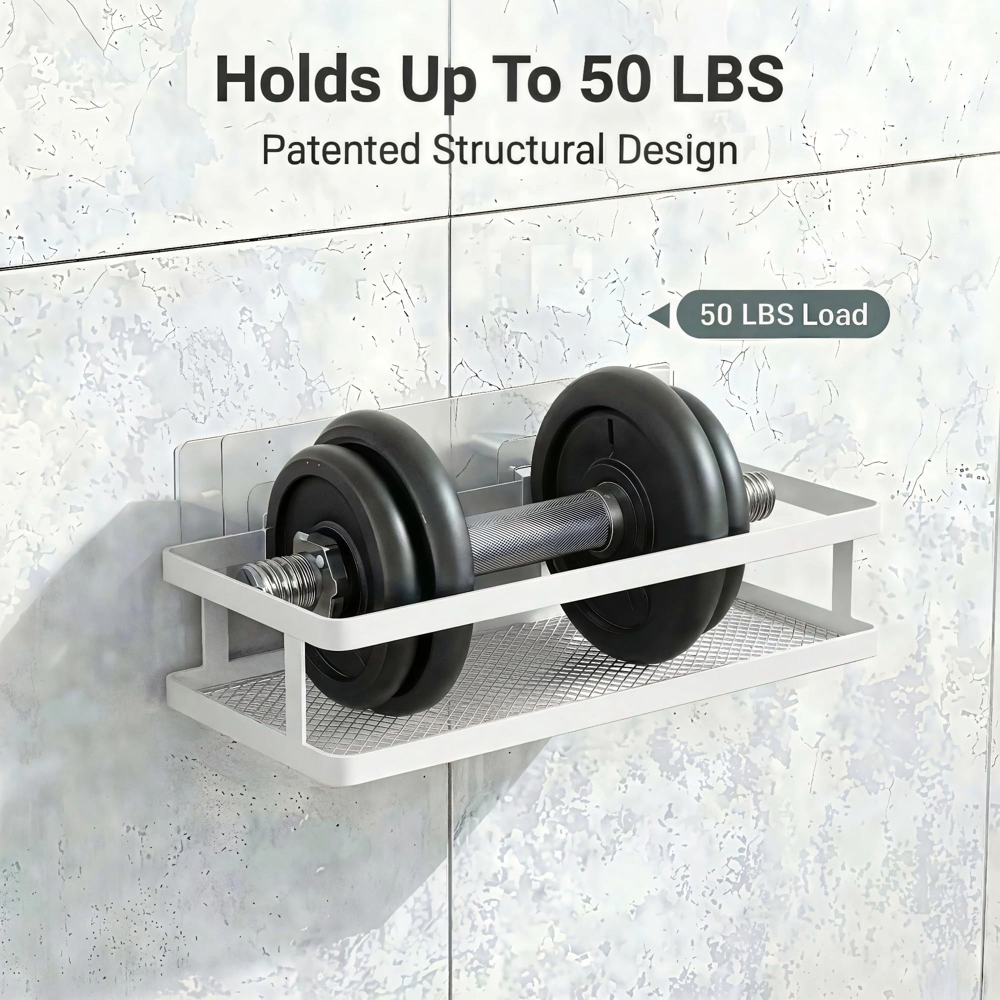 2 Pack Minimalist Shower Caddy Wall Mount (2 Count)