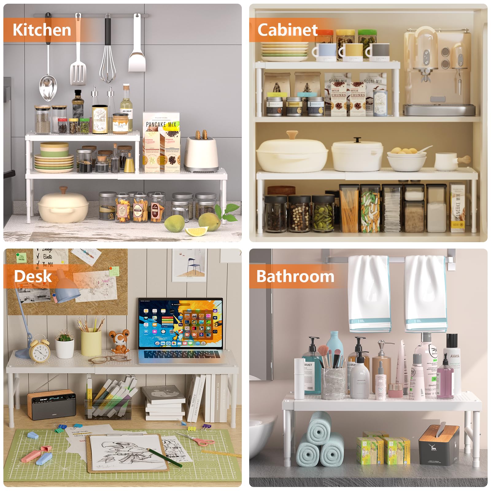 Kitchen cabinet organizer shelf