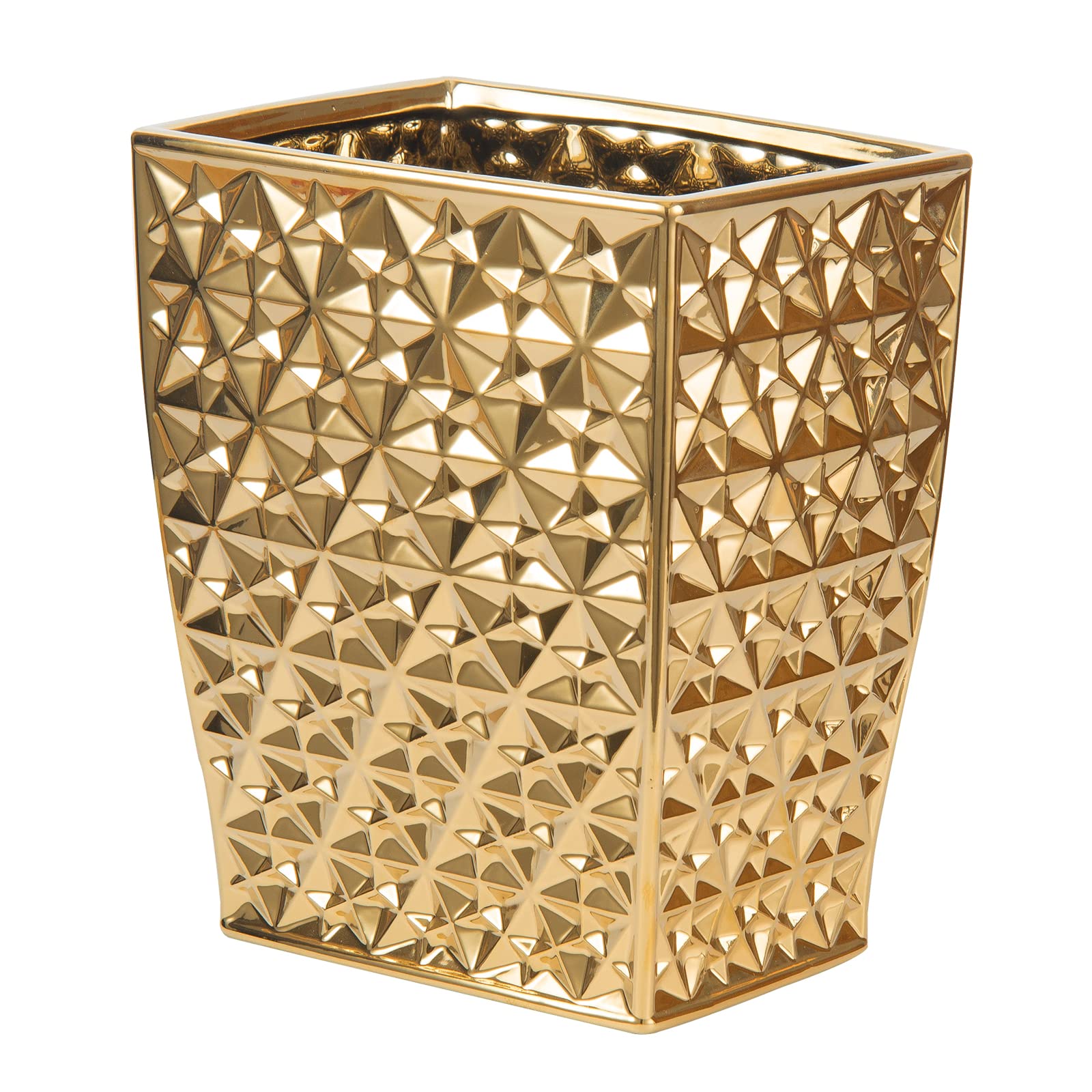 Ceramic Gold Square Garbage Can Kitchen Trash Cans