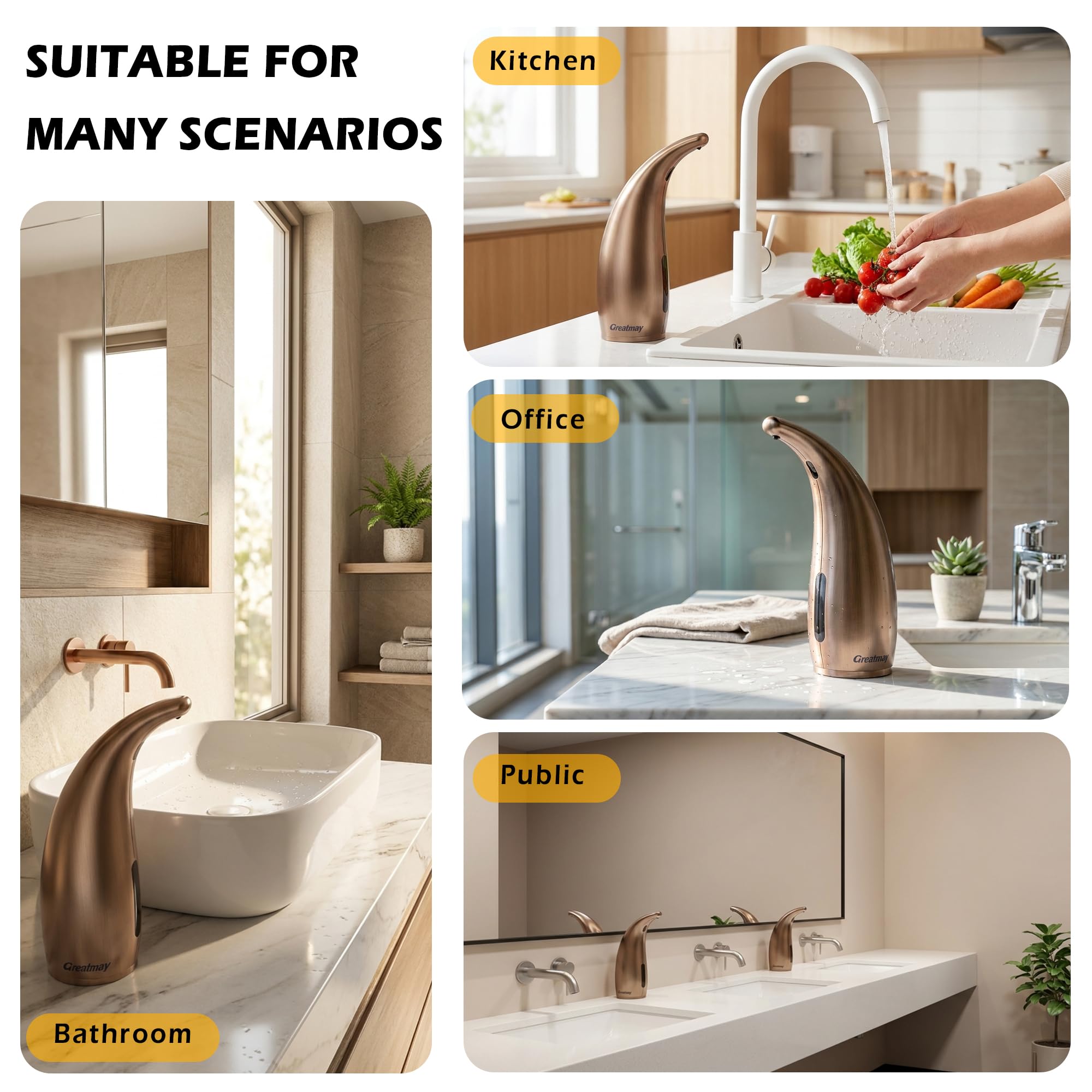 Automatic Soap Dispenser Touchless Rechargeable 10 oz