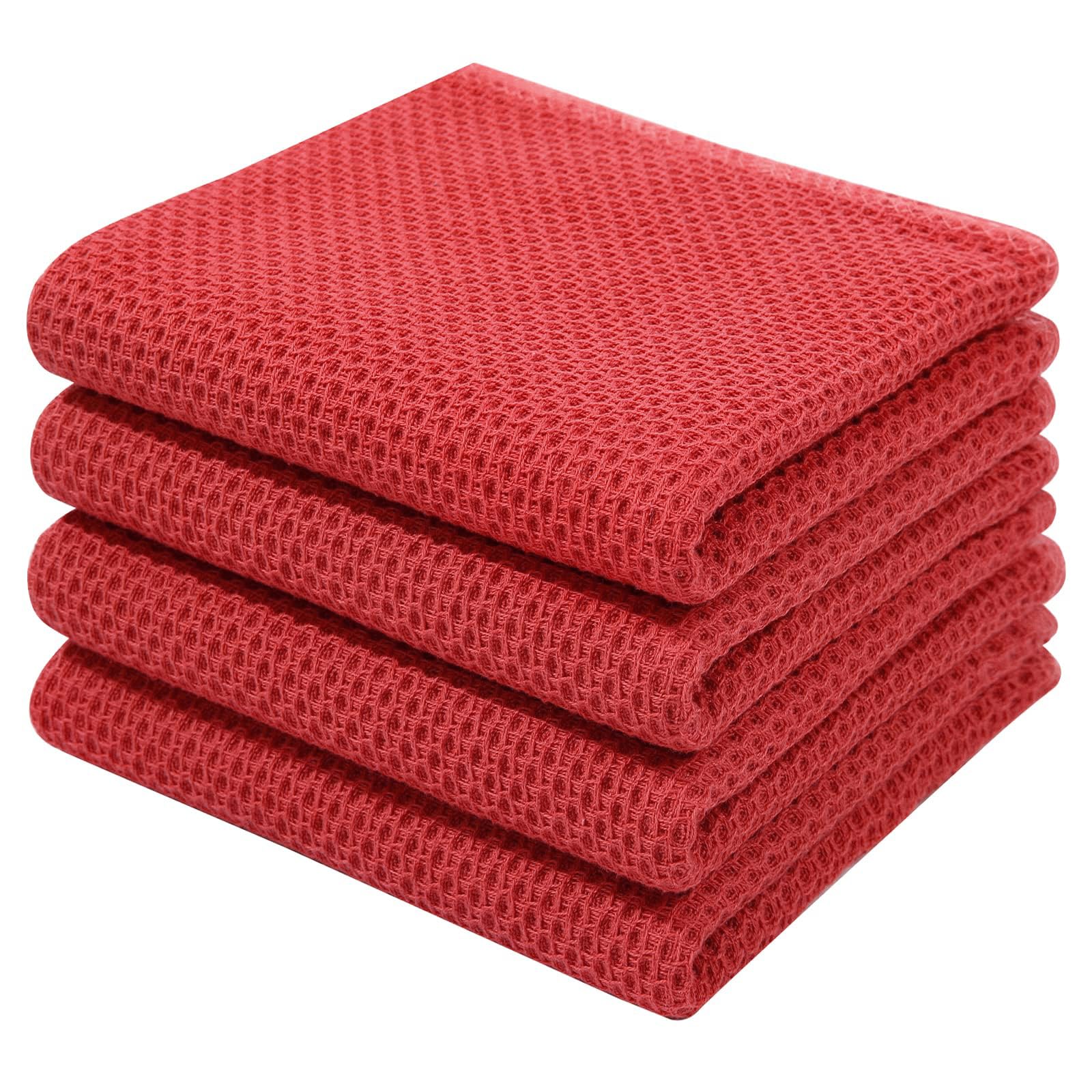 100% Cotton Waffle Weave Kitchen Dish Towels 4 (4 Count)