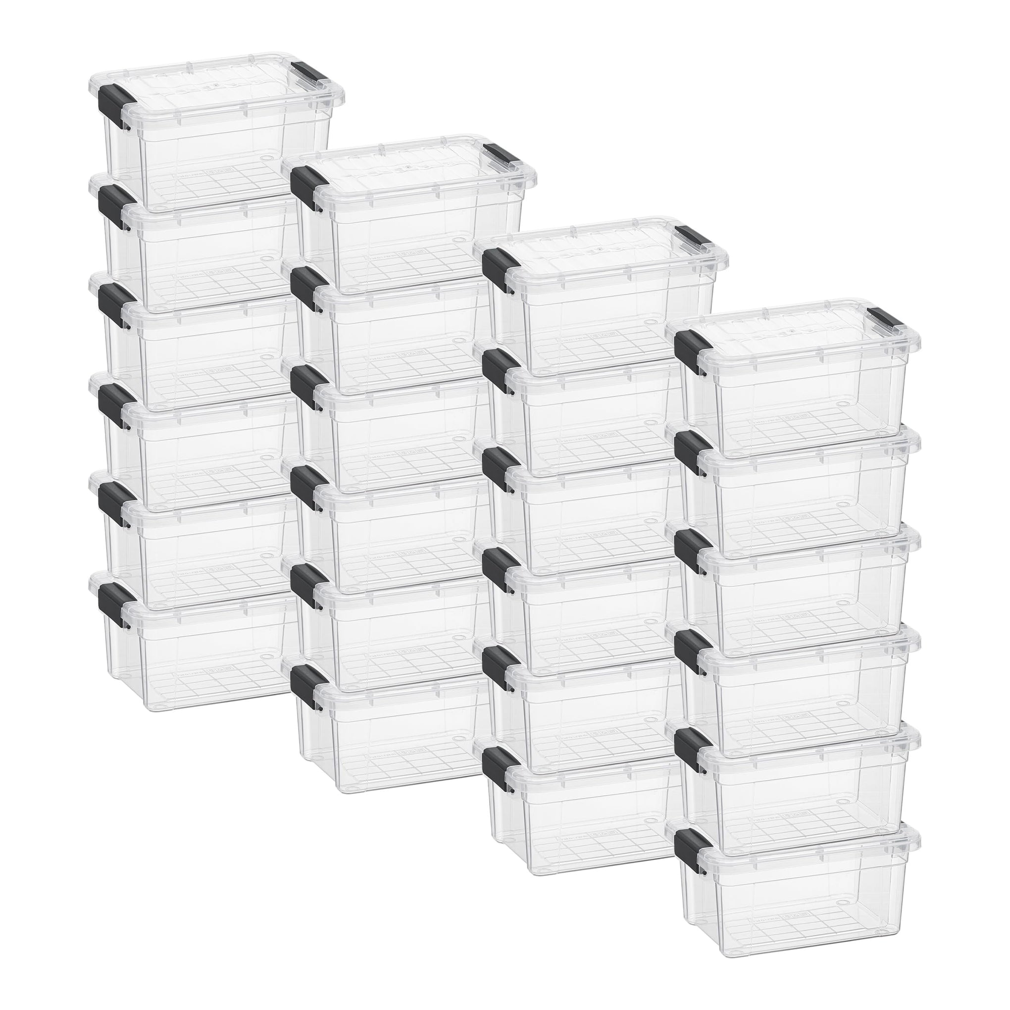 1.05 Quart Mini Clear Plastic Storage Container with Lid (24 Count)