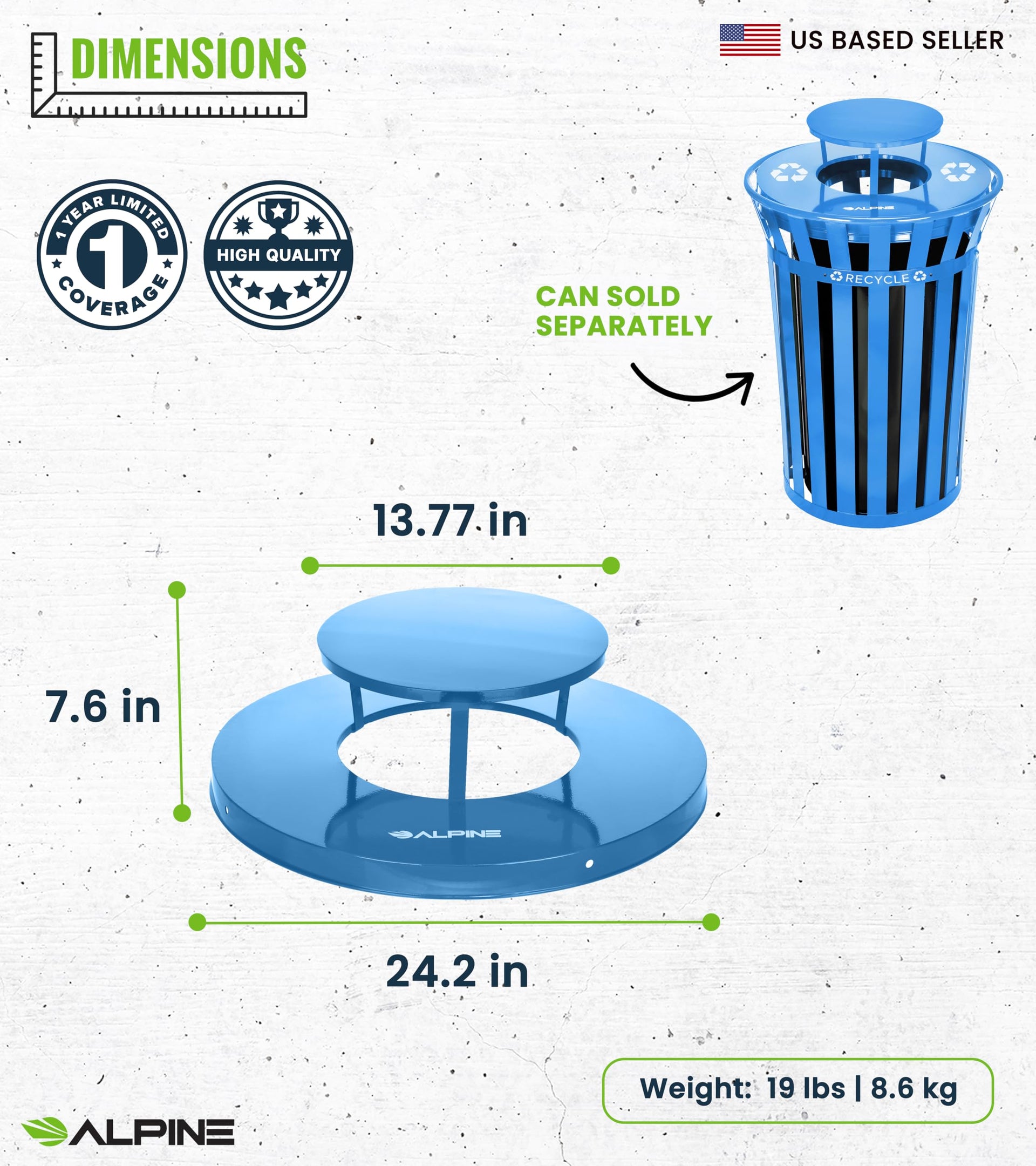 Outdoor Metal Waste Receptacle Rain Bonnet Lid