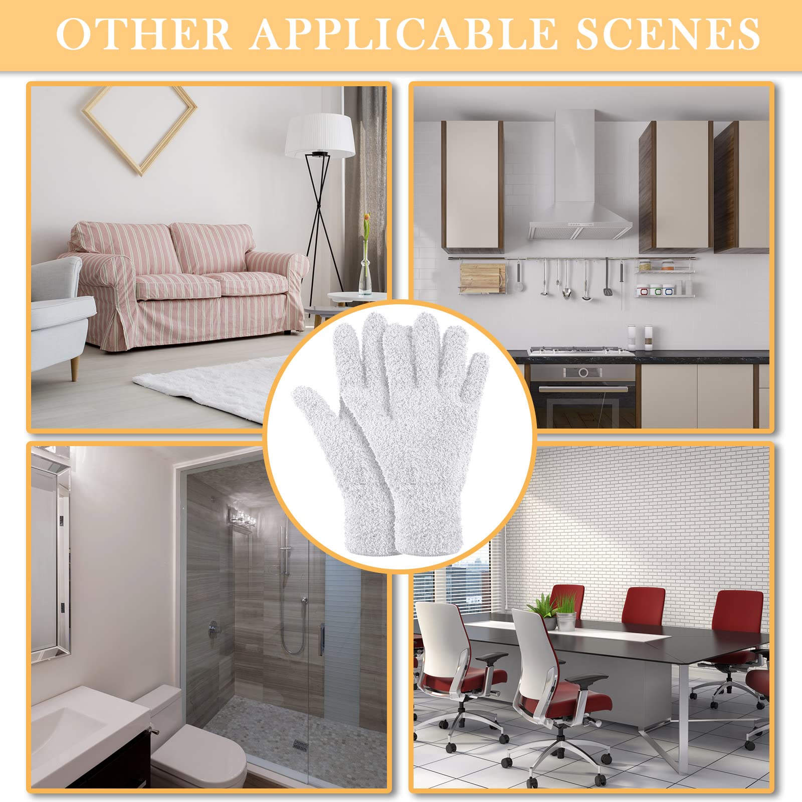 4 Pairs Microfiber Dusting Gloves Washable Reusable Cleaning Gloves Mittens for Plants House Cleaning Car Blinds
