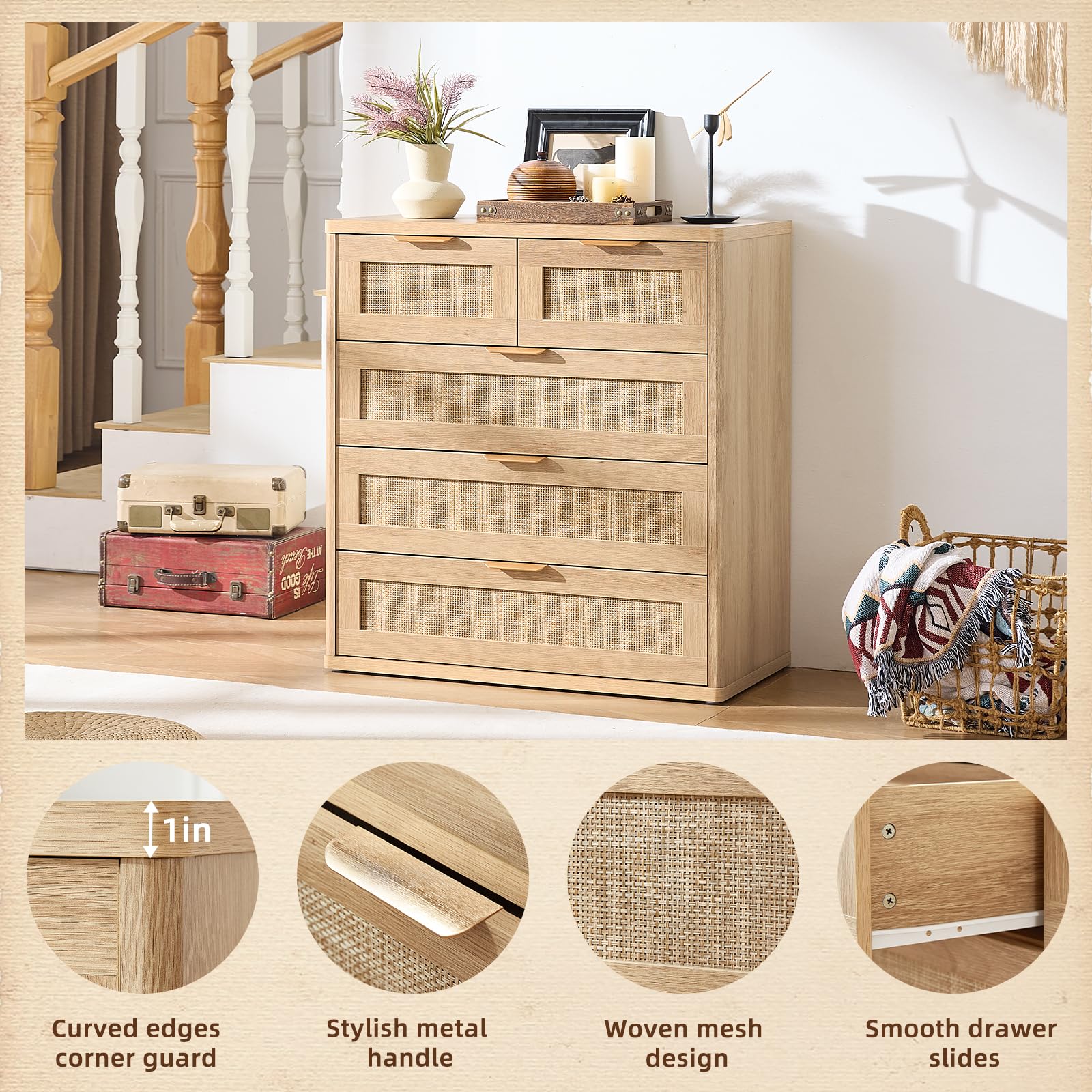 Rattan Dresser Set 2 for Bedroom