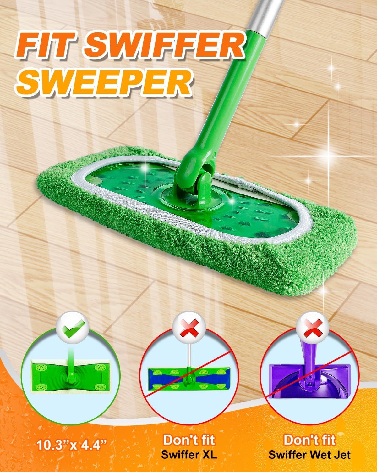 12 Pack Reusable Mop Pads Compatible with Swiffer Sweeper (12 Count)