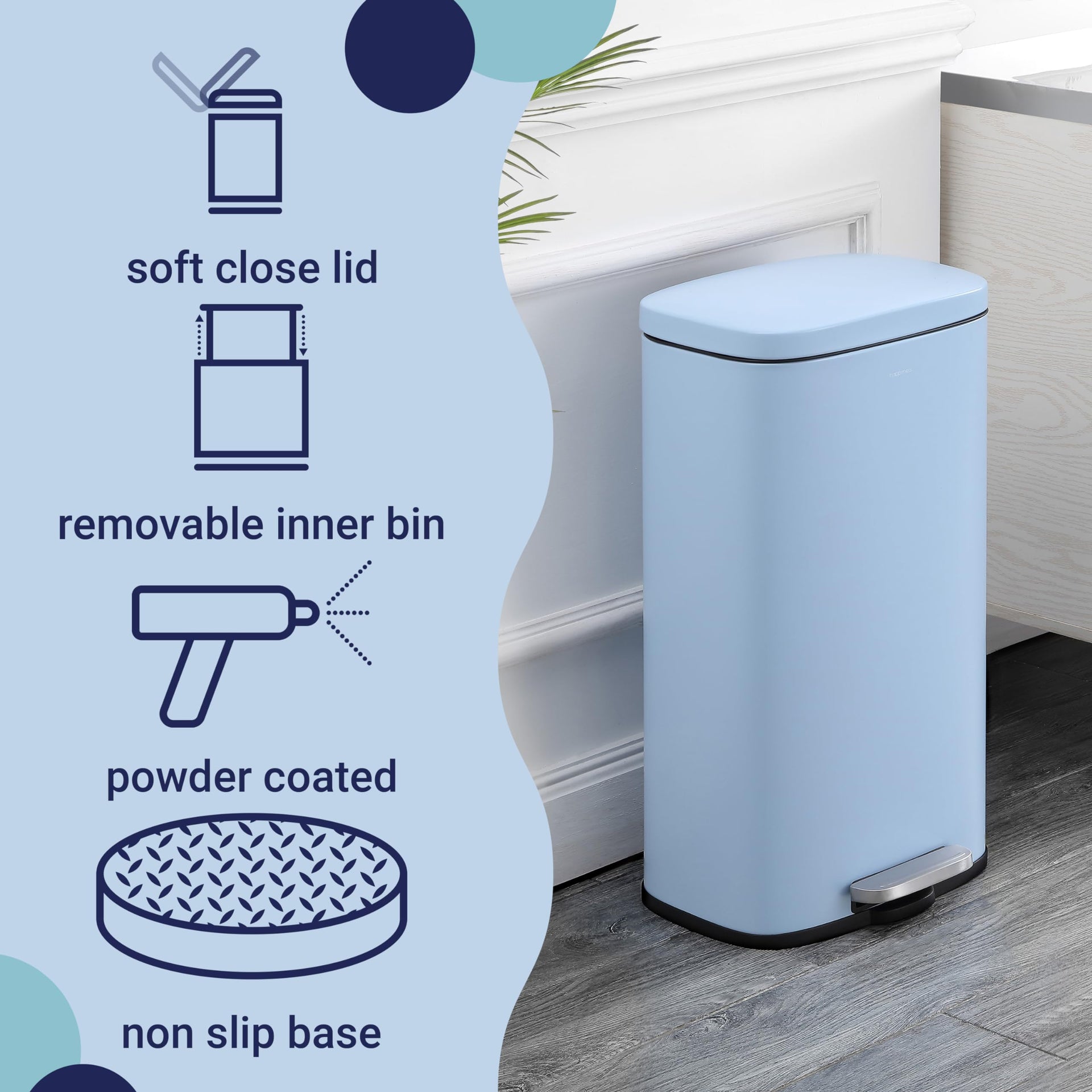 Curtis 8 Gal Step Trash Can Soft Close 25"
