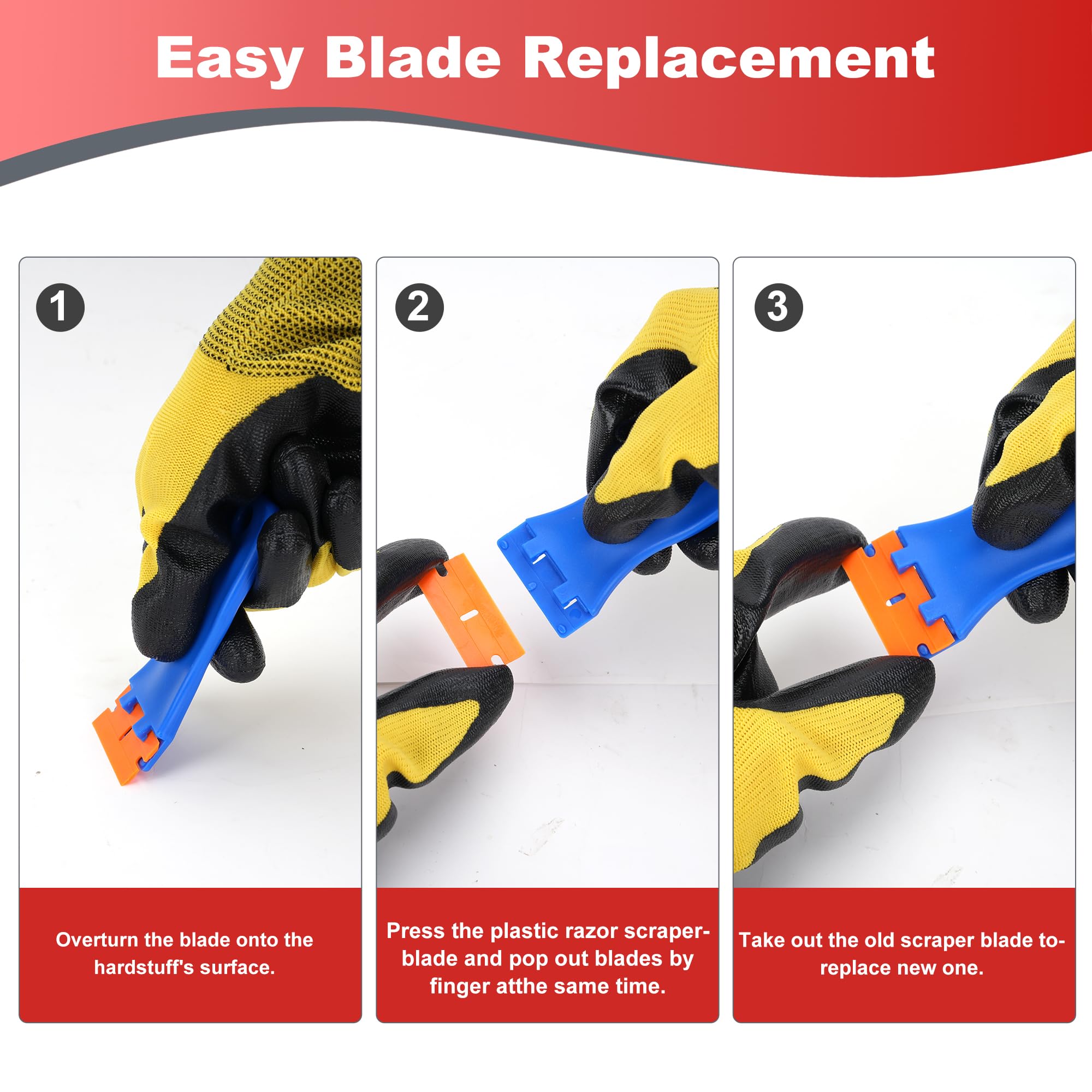 Razor Blade Scraper with 2 Pcs Plastic Scraper