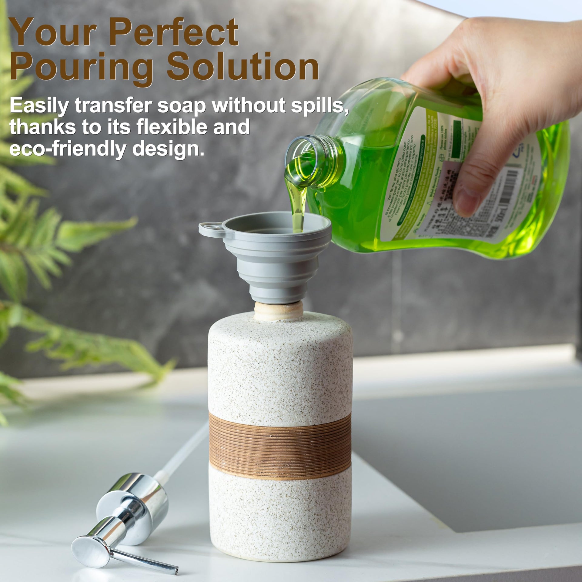 Ceramic Hand Soap Dispenser for Kitchen and Bathroom