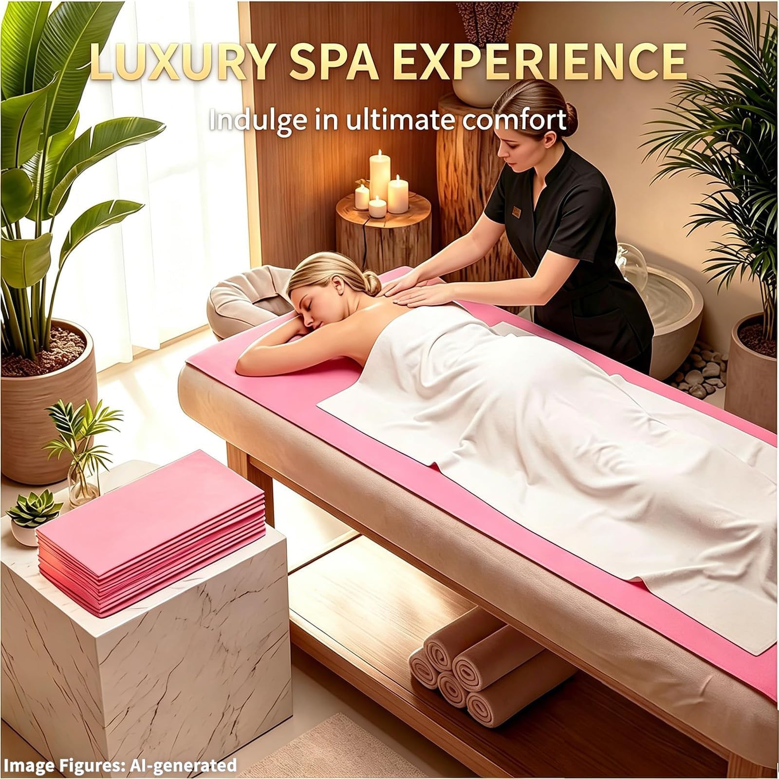 100PCS Massage Table Sheets Disposable Spa Bed Cover 75x31 Waterproof Pink (100 Count)