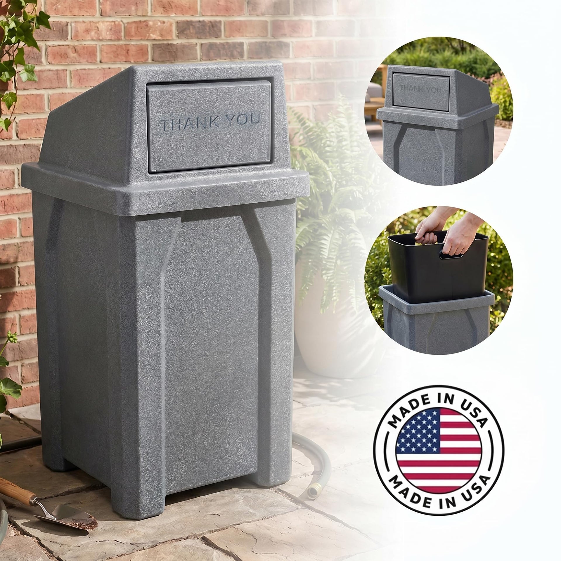 Campus Collection 32 Gallon Commercial Trash Can with Lid