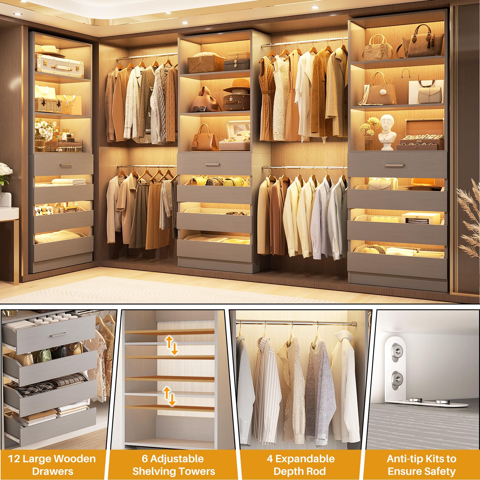 Closet System with 12 Drawers