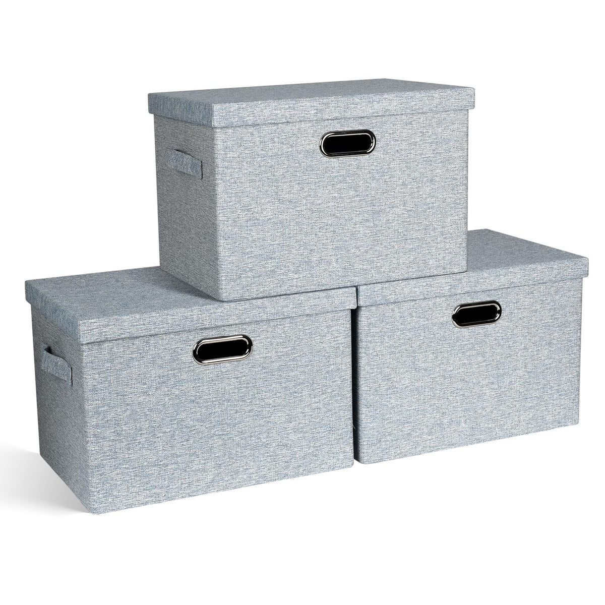 Storage Bins with Lids Fabric Closet Organizers Cubes Office Organization (3 Count)