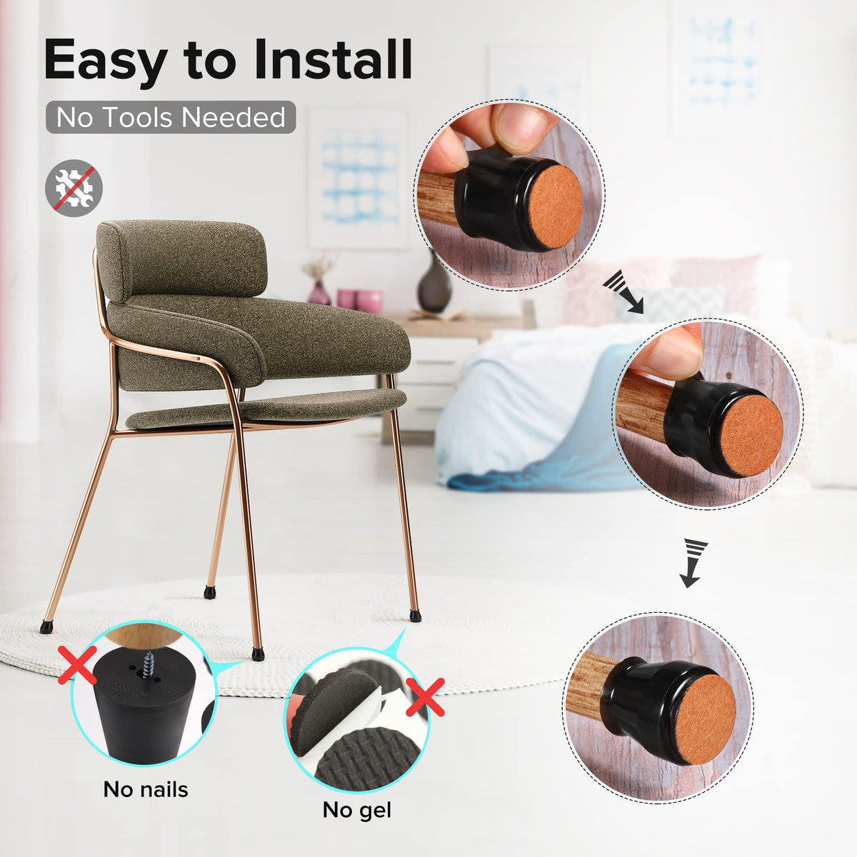 24PCS Upgraded Silicone Chair Leg Floor Protectors for Hardwood Floors (24 Count)