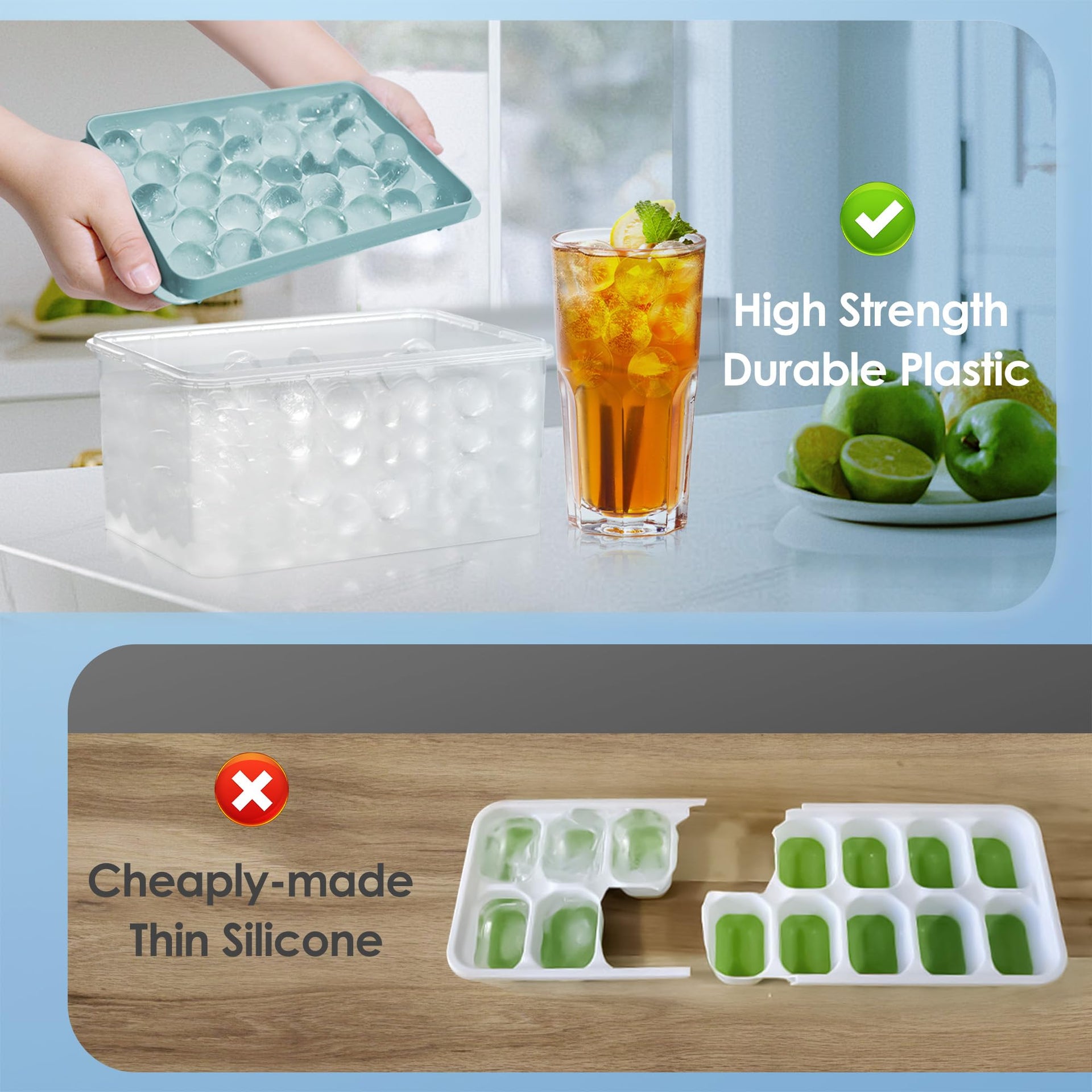 Ice Cube Tray with Lid and Bin