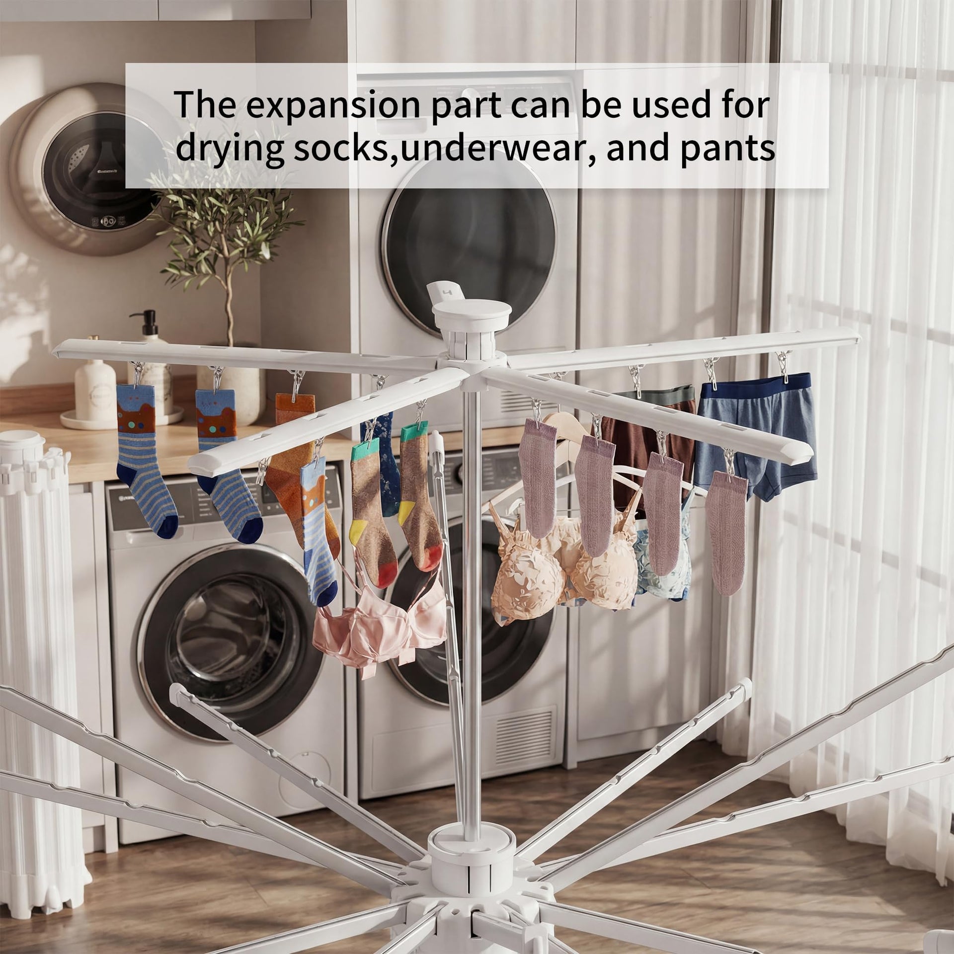 Foldable Clothes Drying Rack Aluminum 4 Legs 16 Rods Double Layer