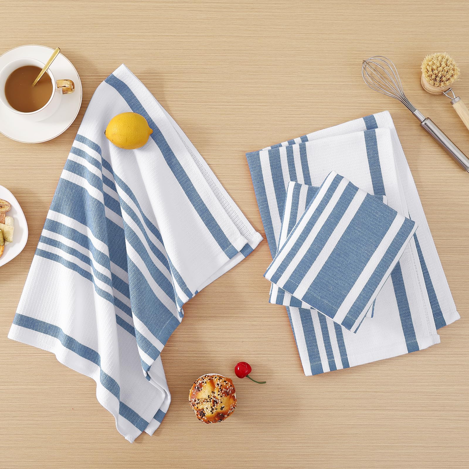 Premium Cotton Stripe Kitchen Towels 8 Pack (8 Count)