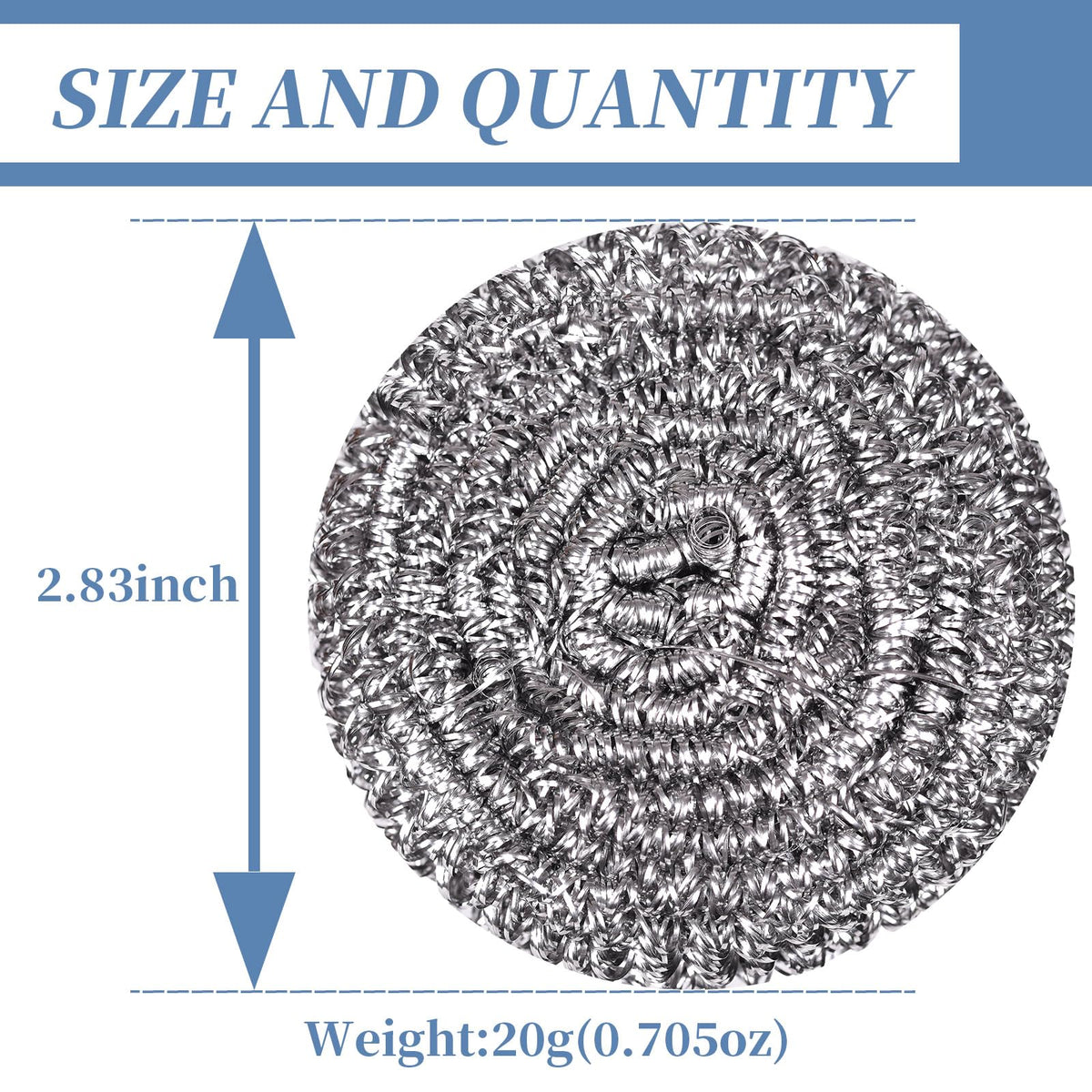 Stainless Steel Scrubber Scrubbing Scouring Pad Sponges Clean Pot Pan and Steel Wool for Kitchen Bathroom (6 Count)