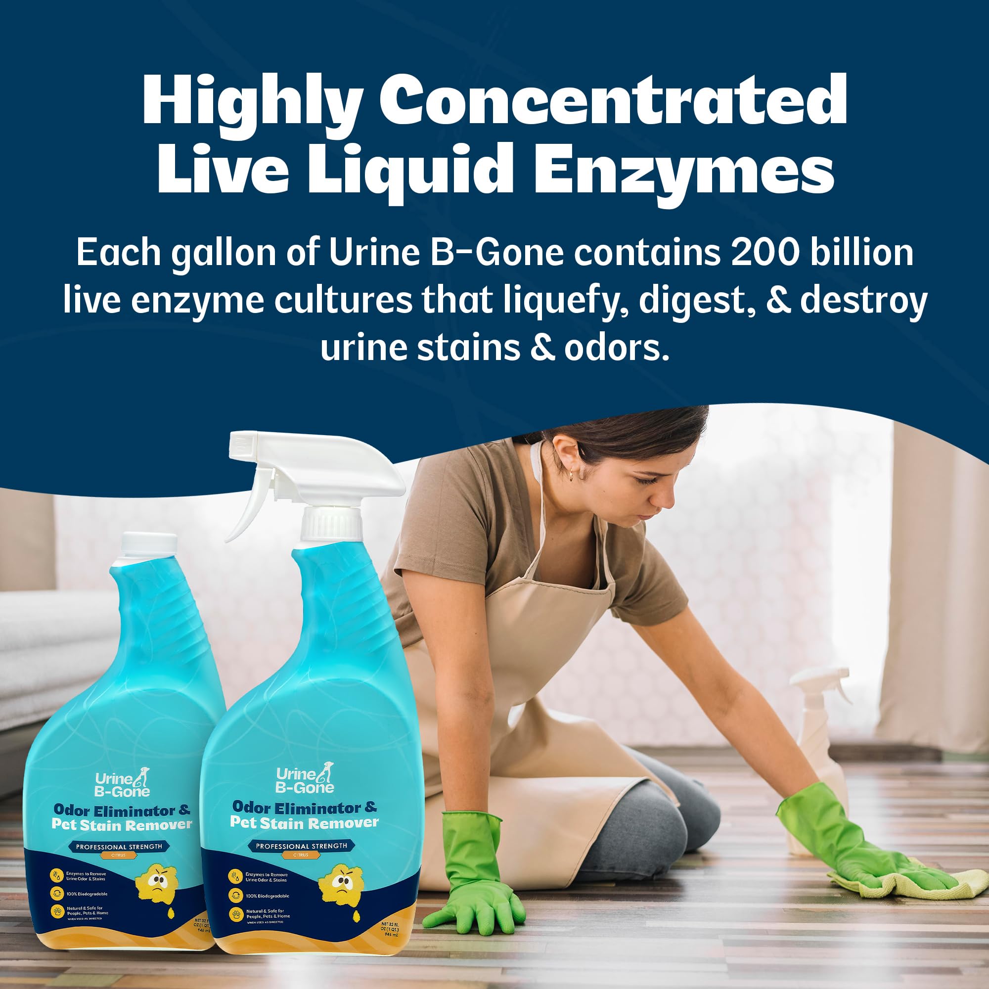 Urine B Gone Enzyme Cleaner for Human & Pet Urine (64 Fl Oz)