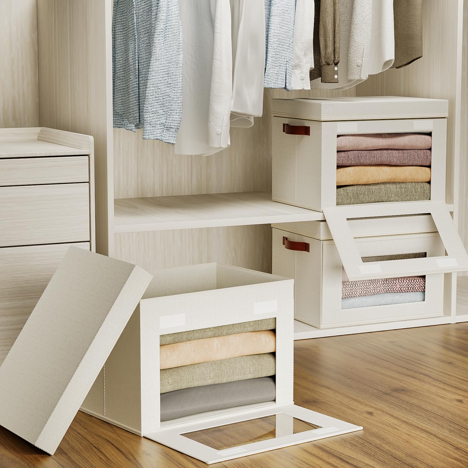 Collapsible Stackable Storage Bins with Lids
