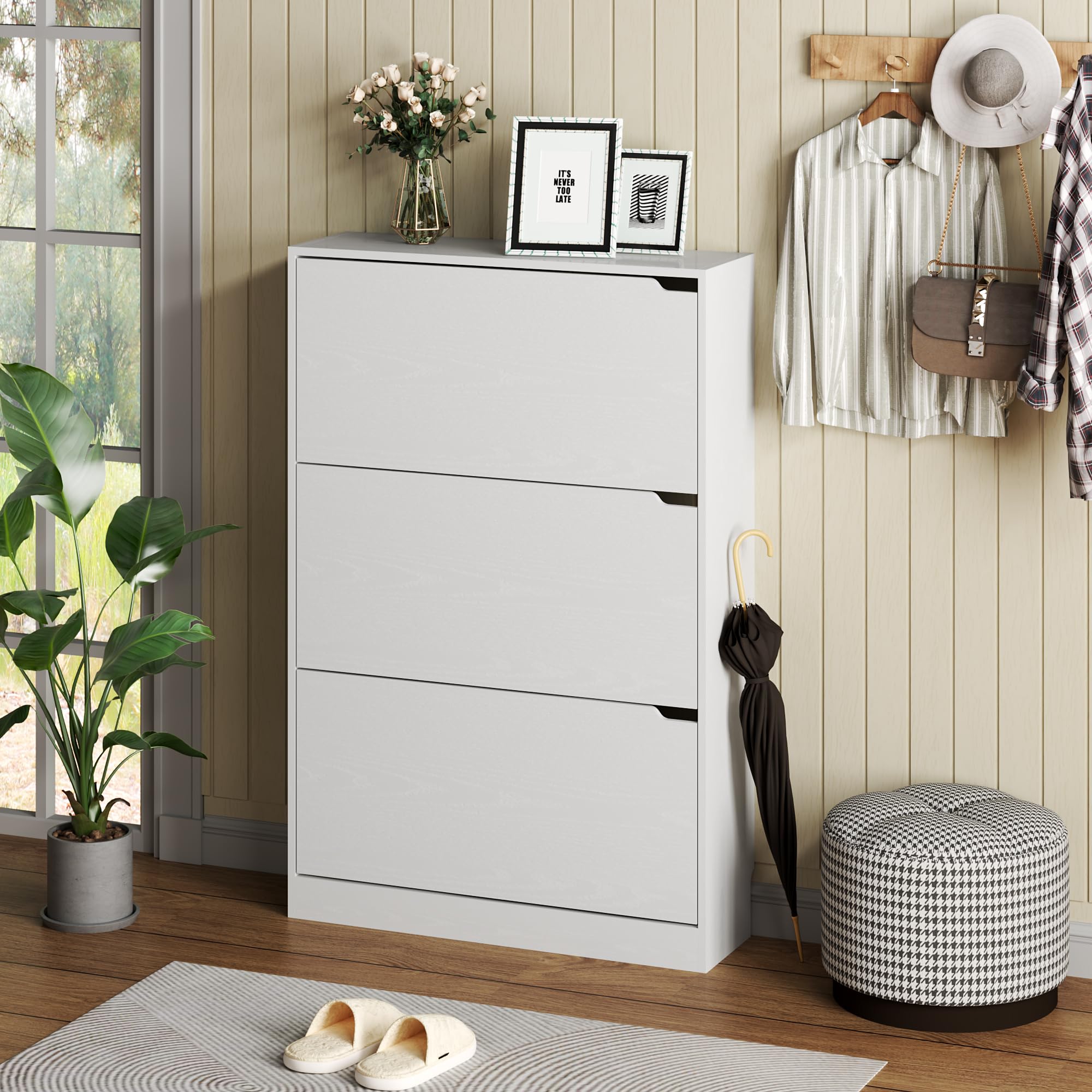 Shoe Cabinet with 3 Flip Drawers