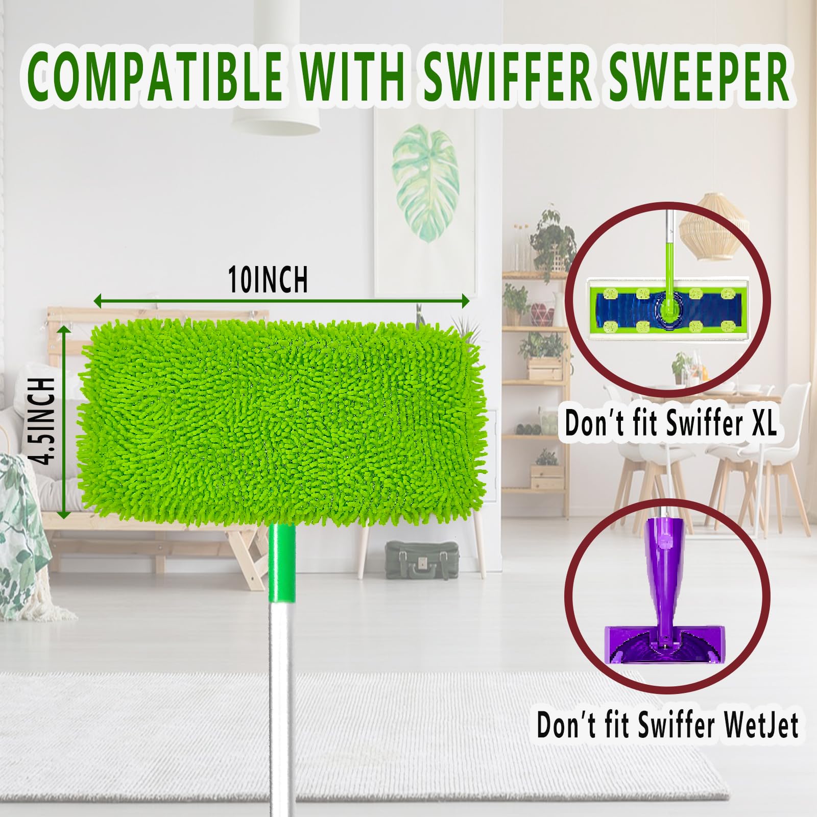 8PCS Reusable Microfiber Mop Pads for Swiffer Sweeper