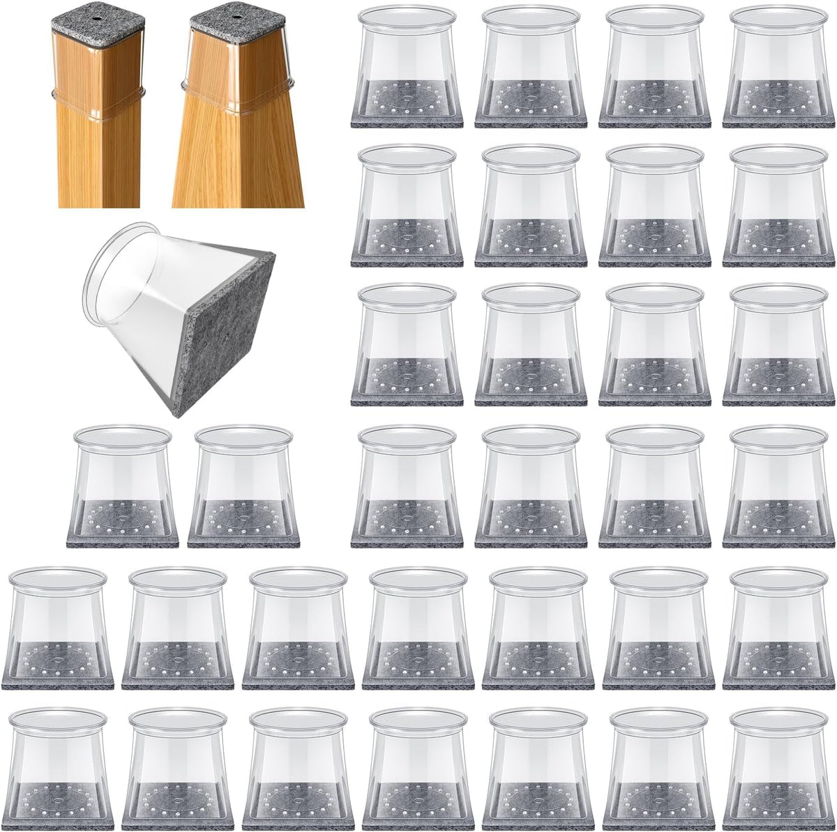 32 Pcs Chair Leg Floor Protectors for Hardwood Floors Square XL