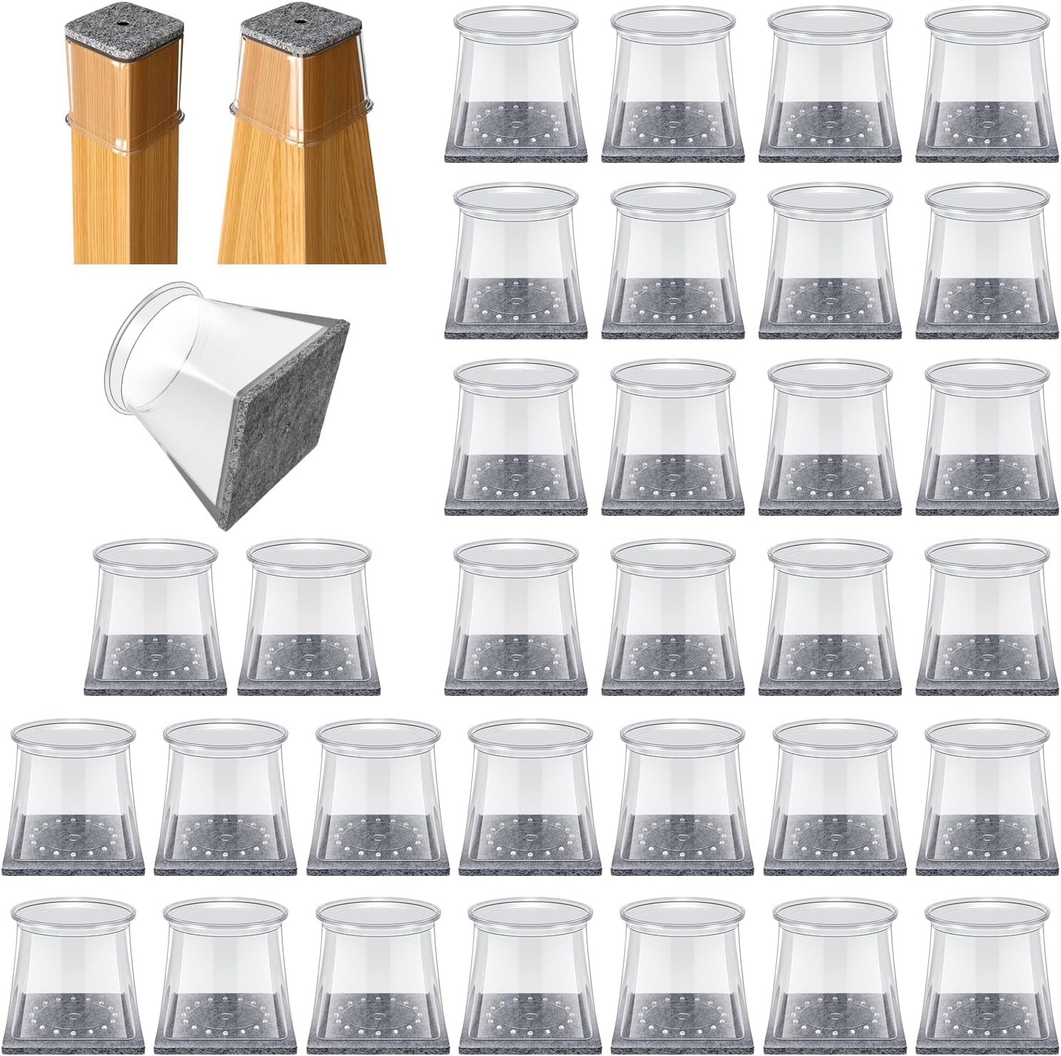 32 Pcs Chair Leg Floor Protectors for Hardwood Floors Square XL