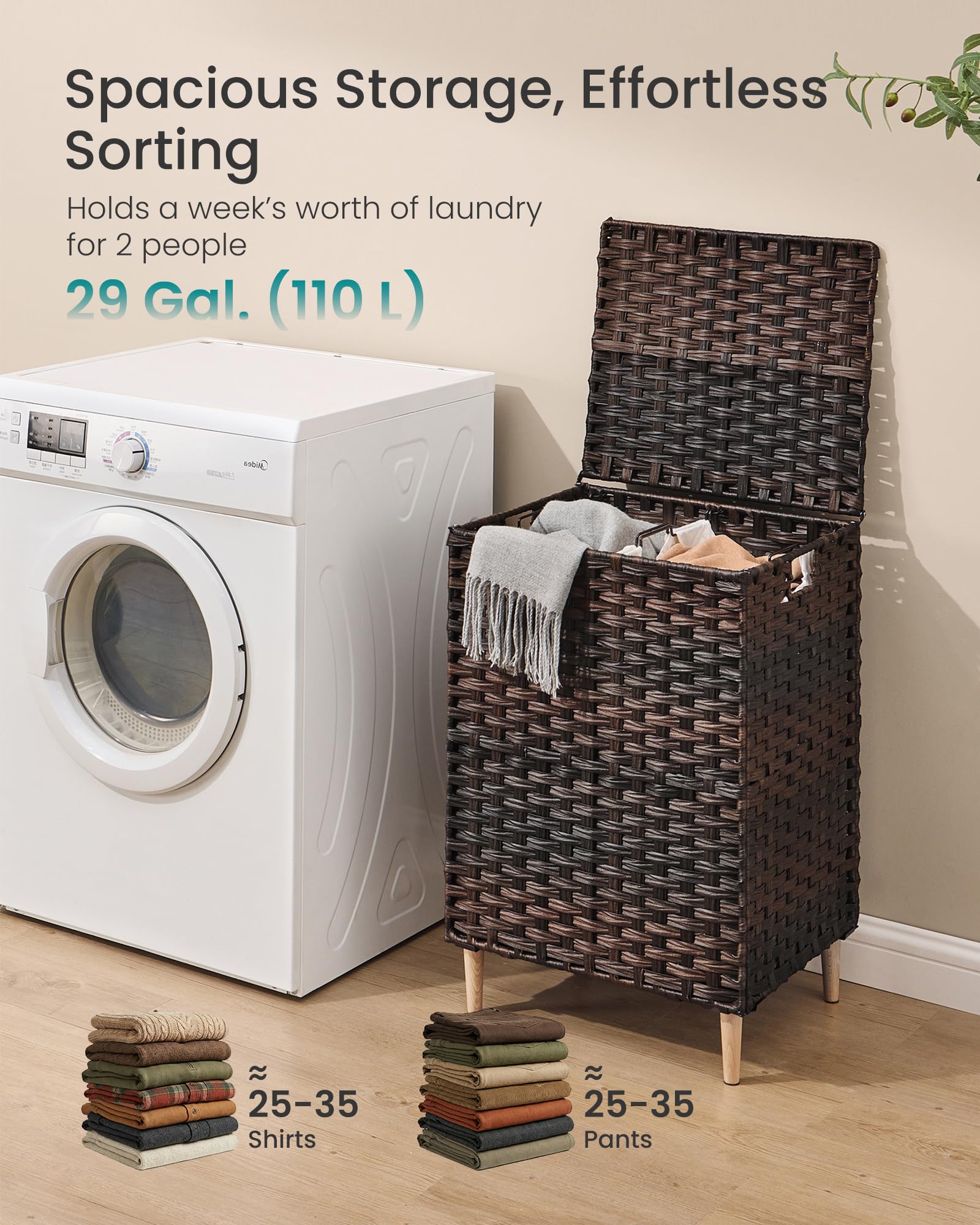 2 Section Laundry Hamper with Lid