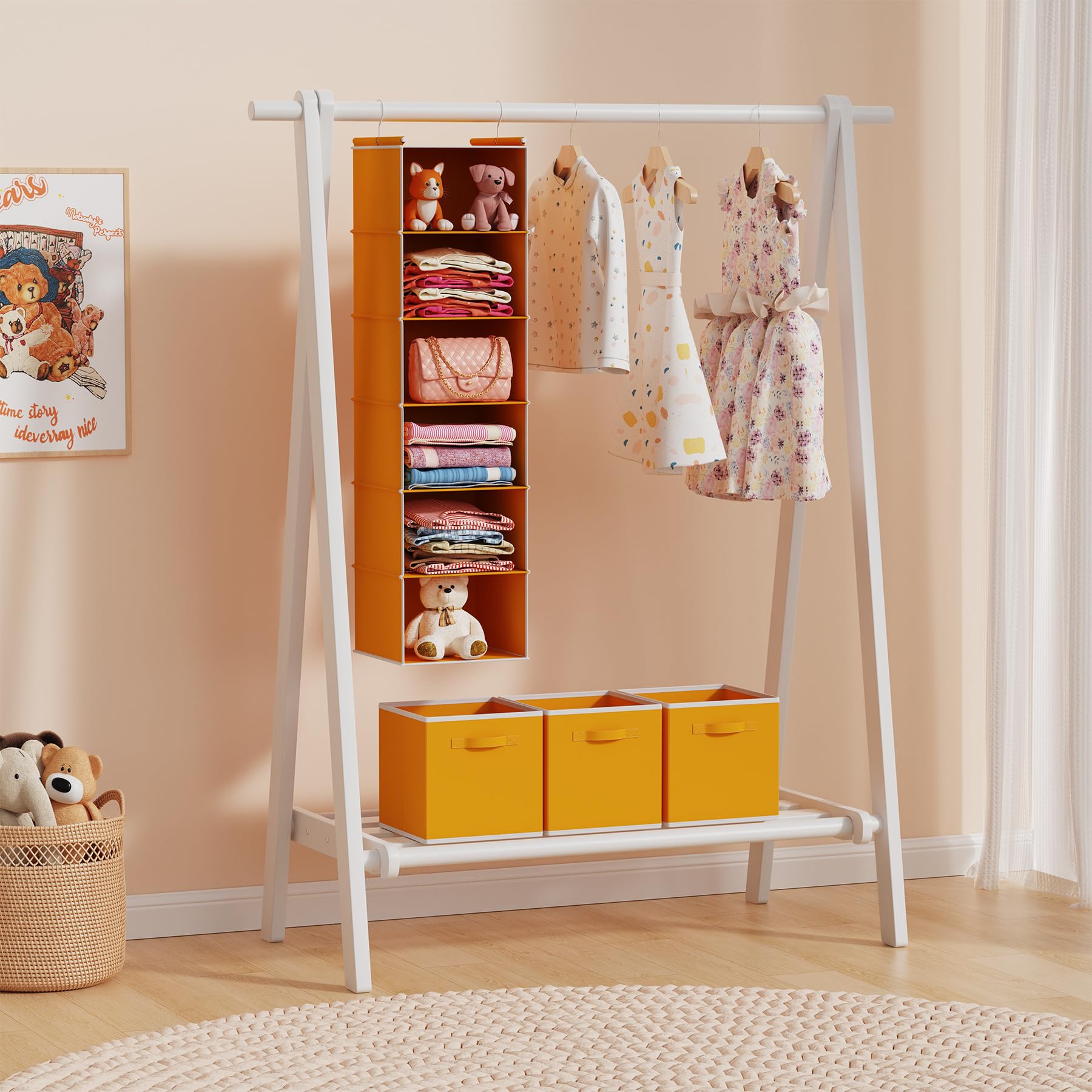 6 Tier Hanging Closet Organizer with 2 Sturdy Hooks