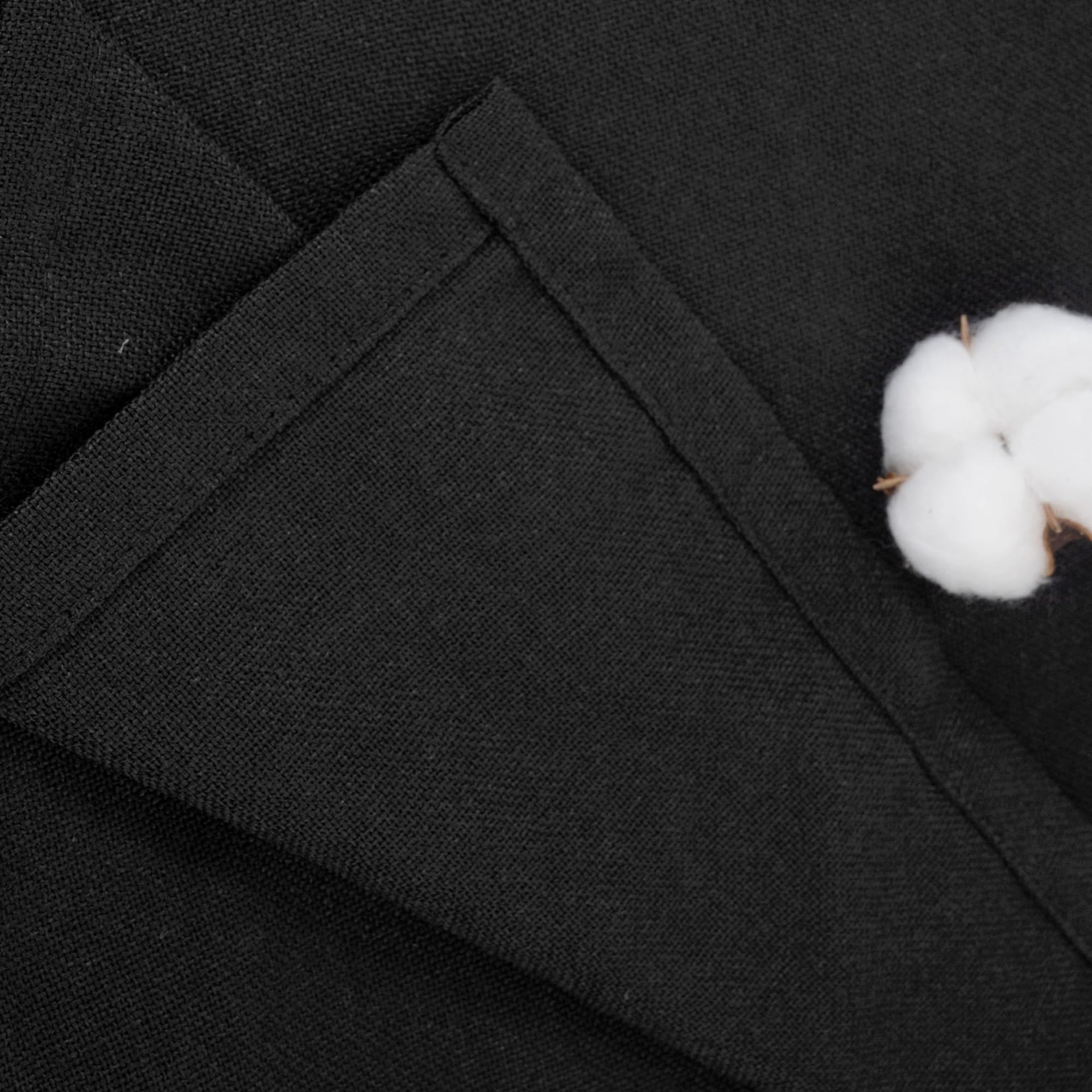 Black Linen Curtains 84 Inch Length Semi Sheer for Living Room (2 Count)