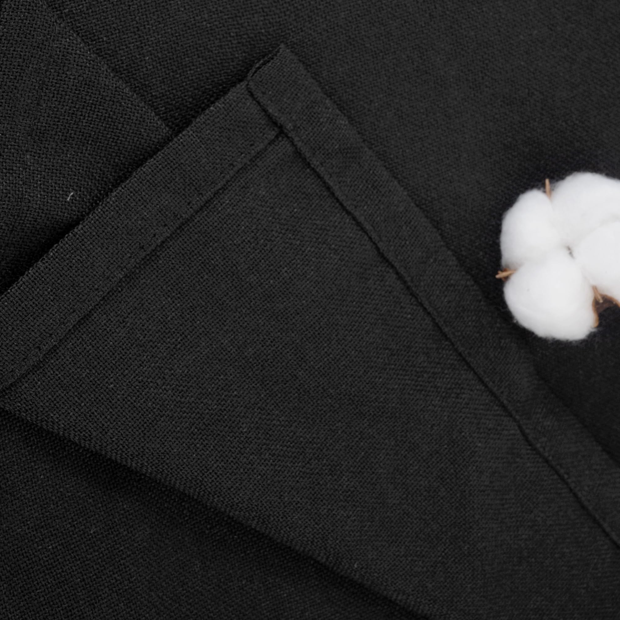 Black Linen Curtains 84 Inch Length Semi Sheer for Living Room (2 Count)