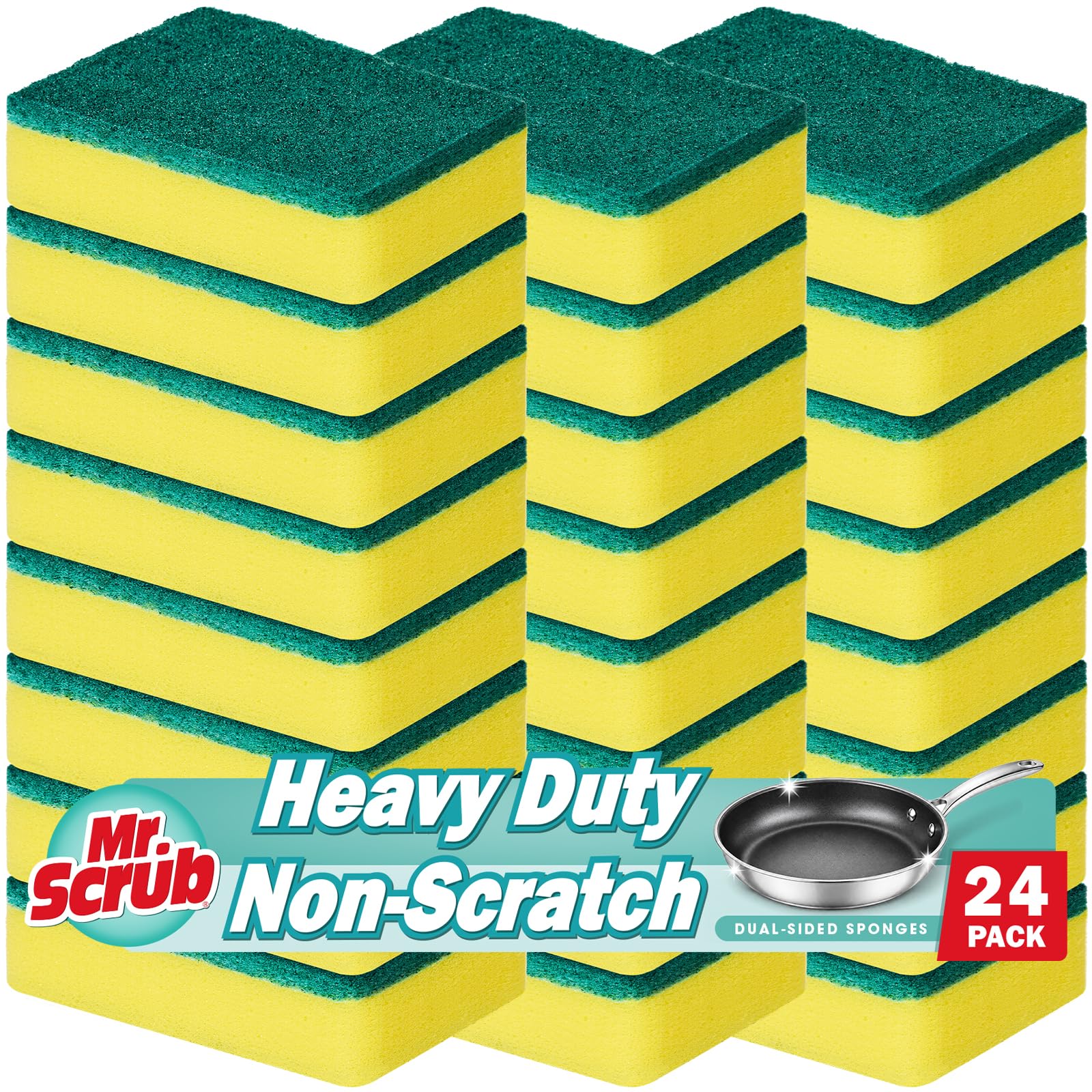 Sponges Kitchen Scrub Dish Sponge Scouring Pad (24 Count)