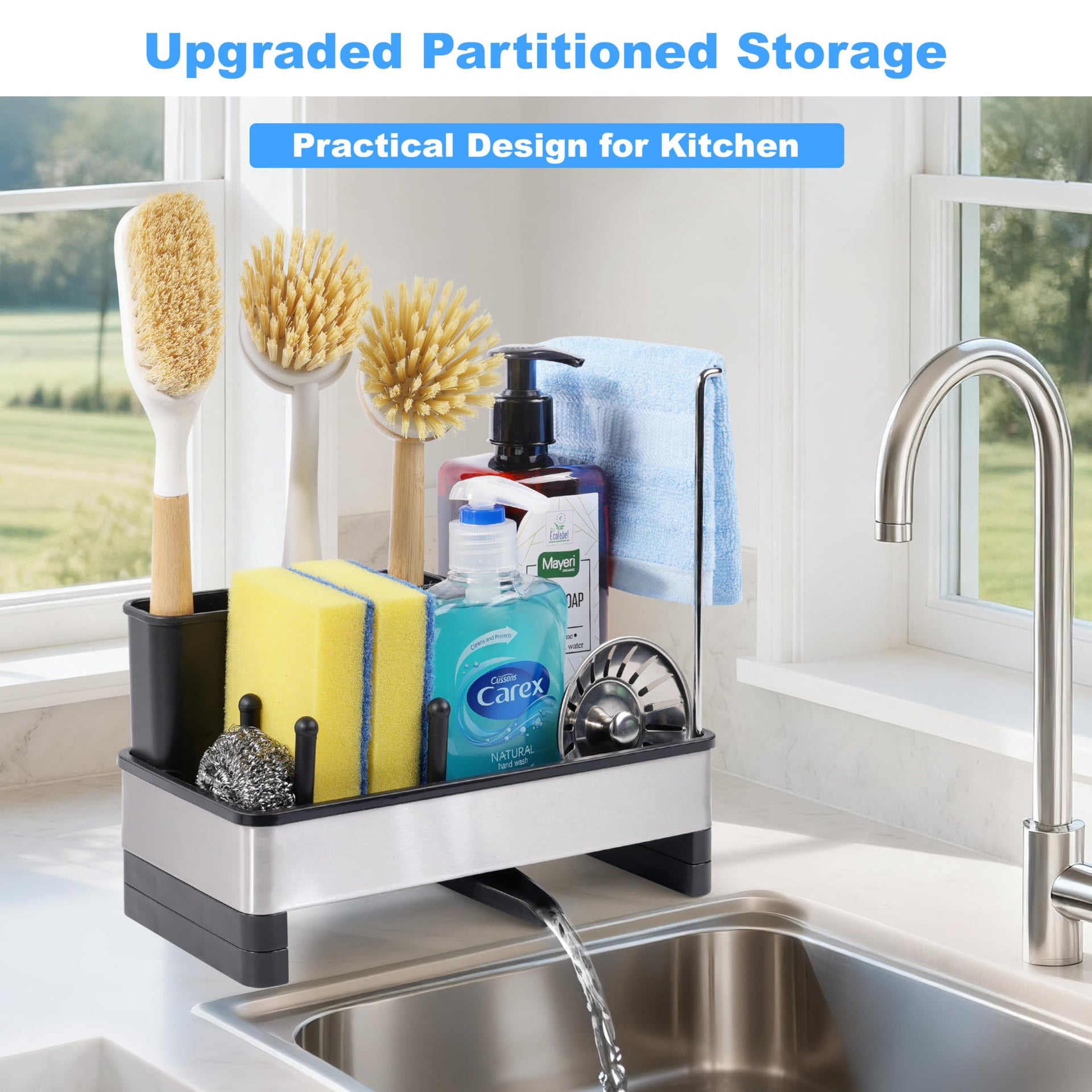 Sponge Holder for Kitchen Sink Caddy Organizer