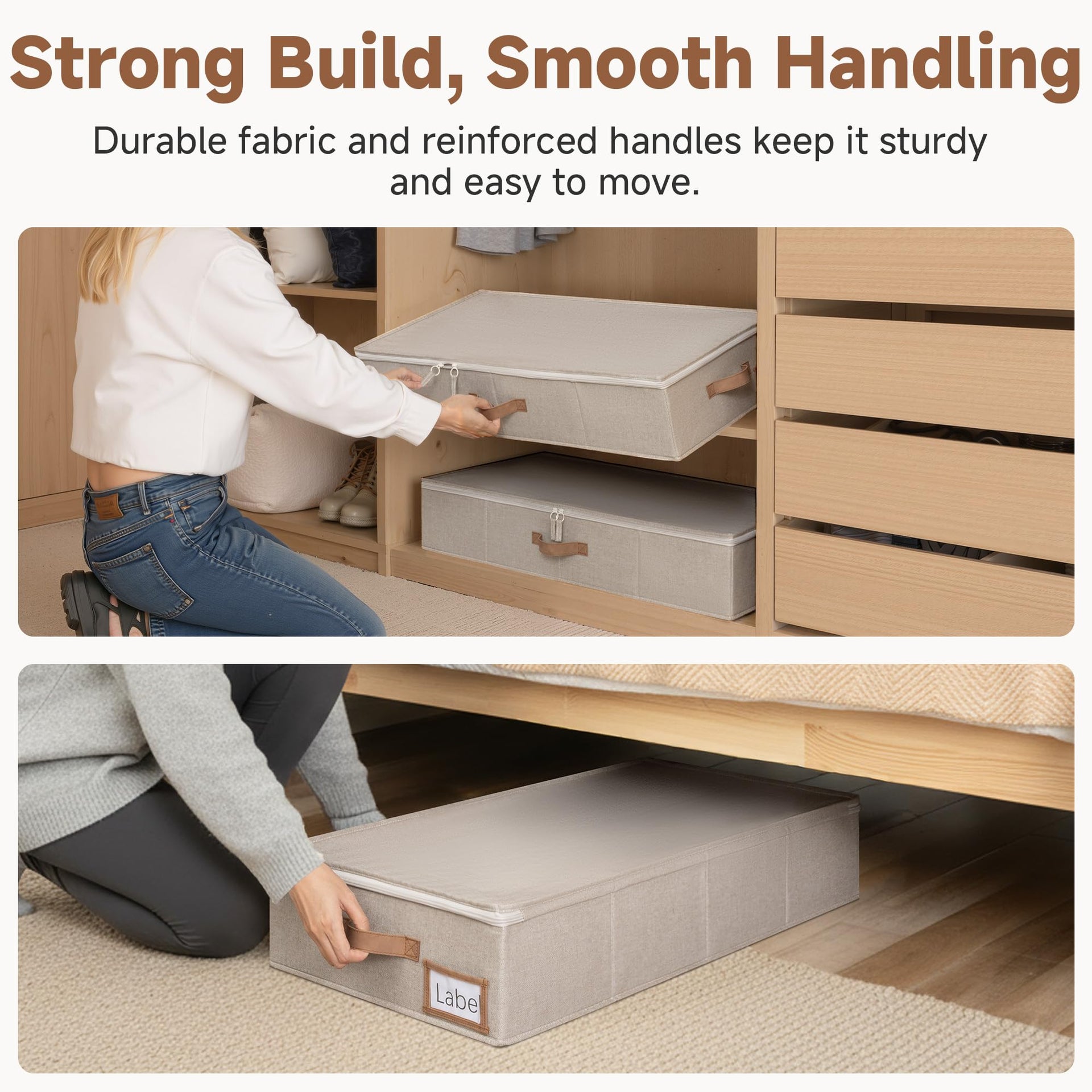 6 Inch Low Profile Under Bed Clothes Storage Bins with Lids (2 Count)
