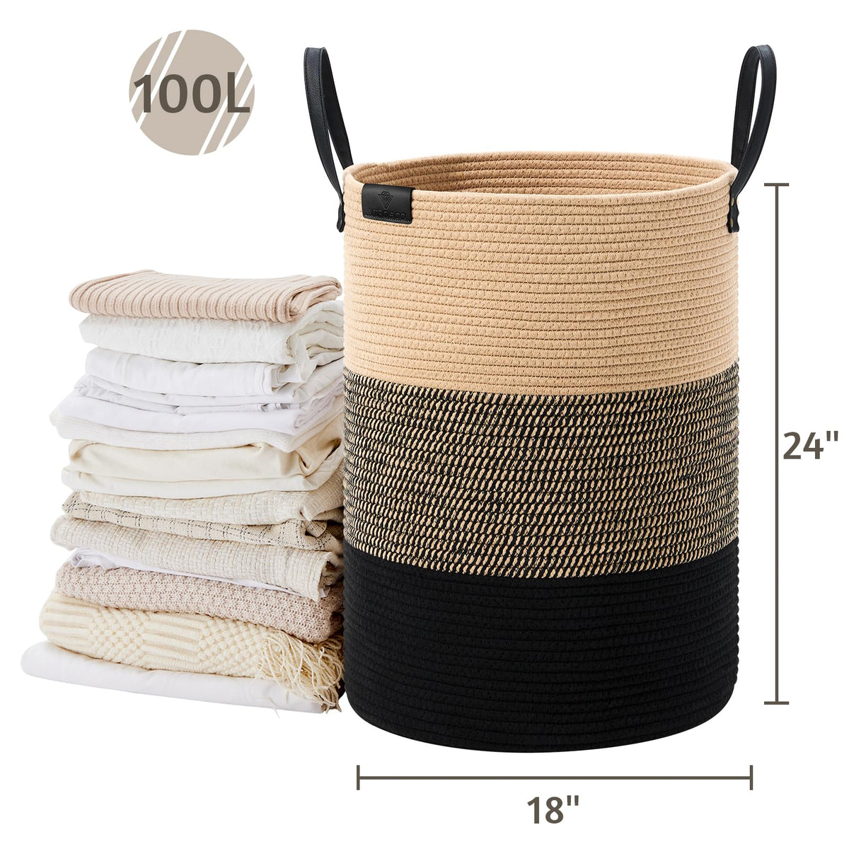 100L Tall Woven Rope Laundry Hamper (3381.4023 Fl Oz) - ModHome Supplies