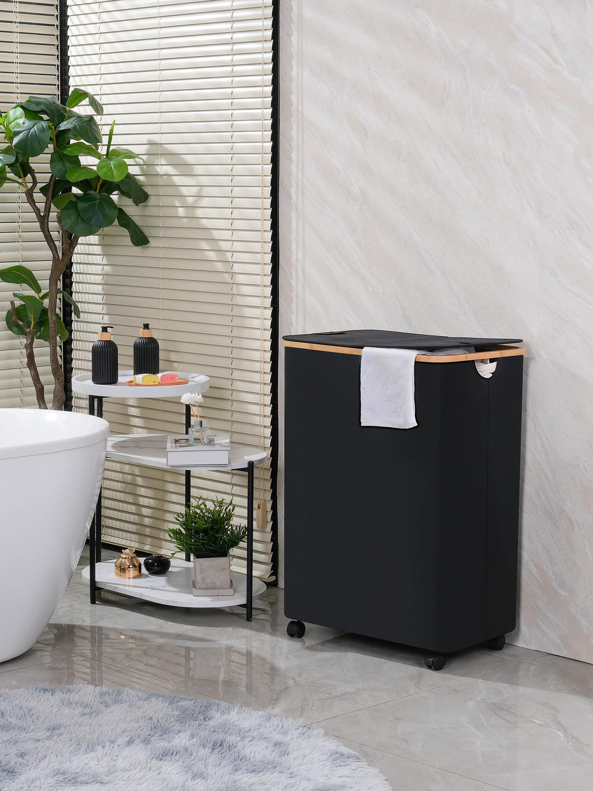 Double Laundry Hamper with Wheels