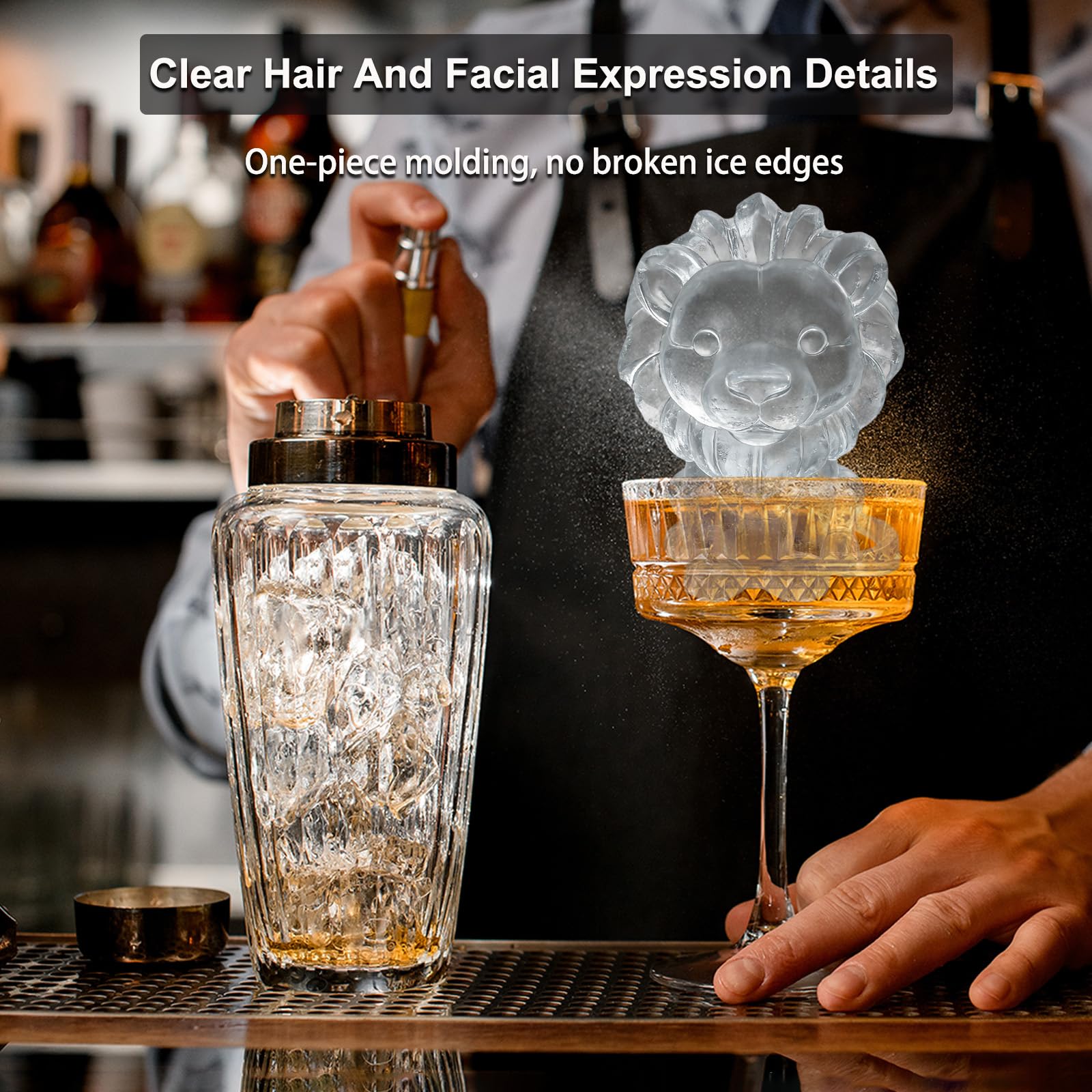 3D Lion Ice Cube Silicone Molds Tray for Whiskey (2 Count)
