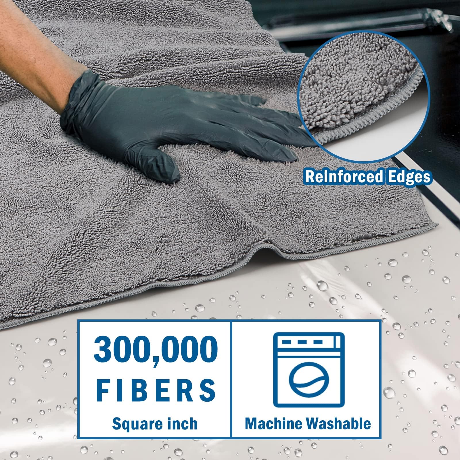 Professional Large Microfiber Car Drying Towels 4 Pack (4 Count)