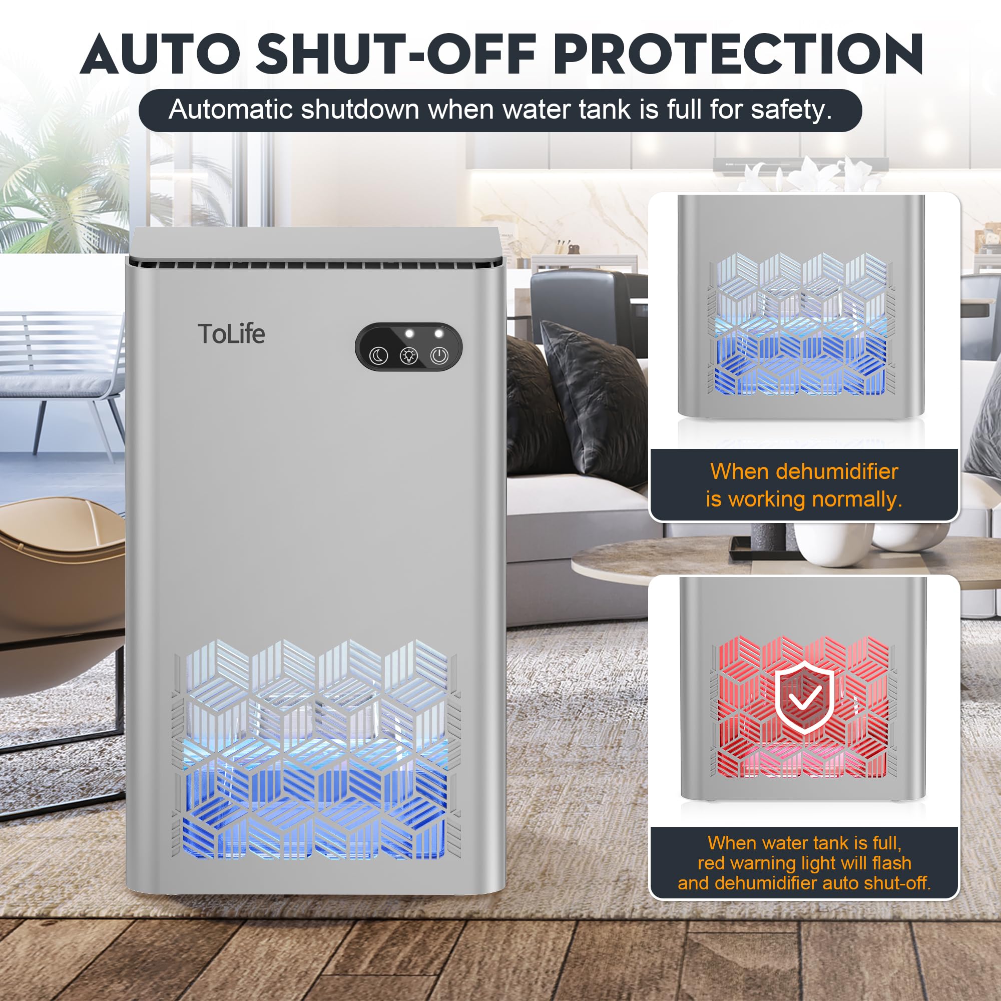 Dehumidifier 1000 Sq Ft 95 oz Tank with Sleep Mode